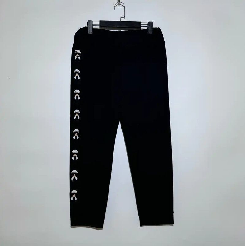 Fendi FENDI Black Cotton Graphic Casual Pants for Women 0089 Size 28" / US 6 / IT 42 - 1 Thumbnail