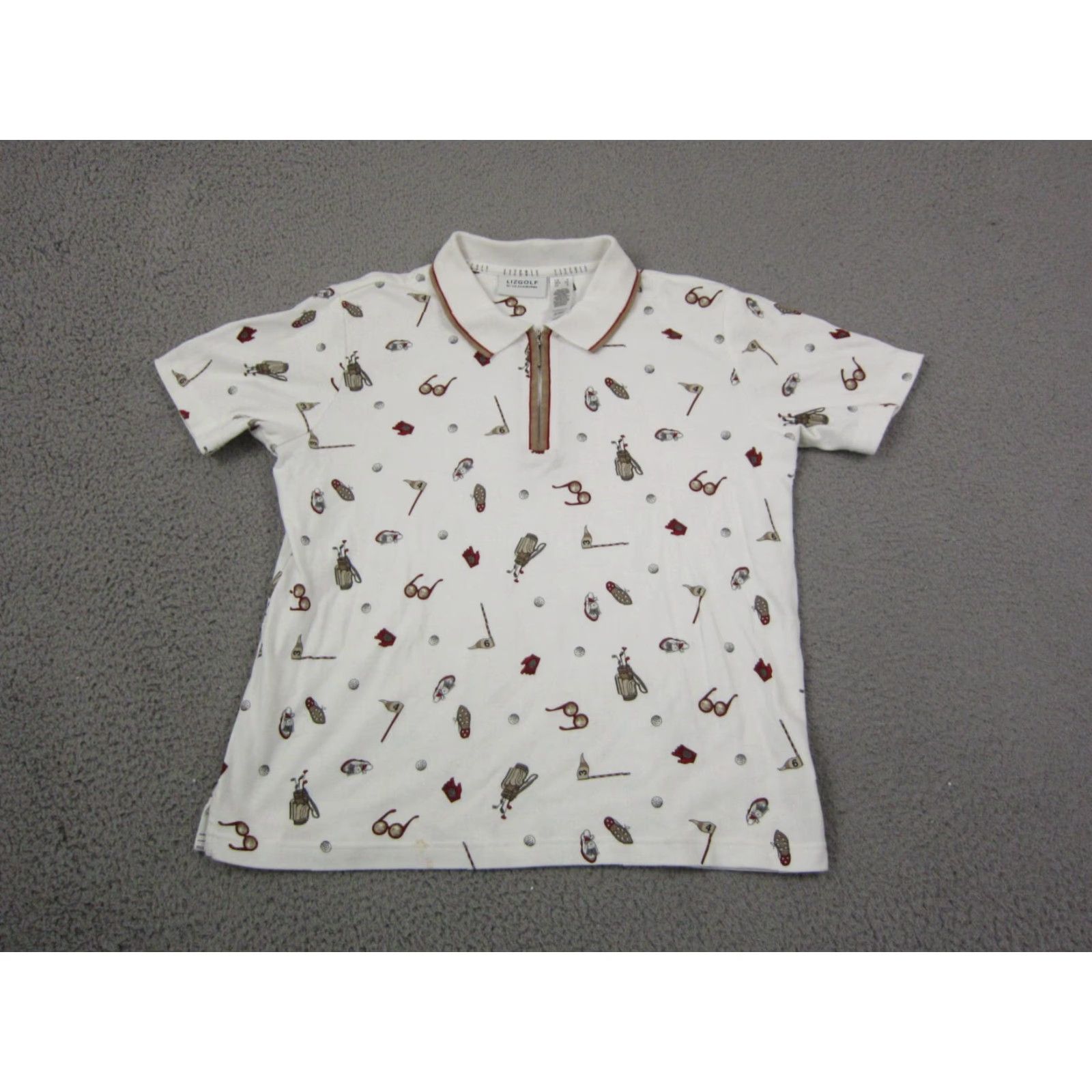 Liz Claiborne Liz Claiborne Polo Shirt Womens Small White Colorful Basic Casual Knit 100% Cotton Short Sleeve Cap Closure Bag AOP Modern Womens Apparel Polo shirt Size M / US 6-8 / IT 42-44 - 2 Thumbnail