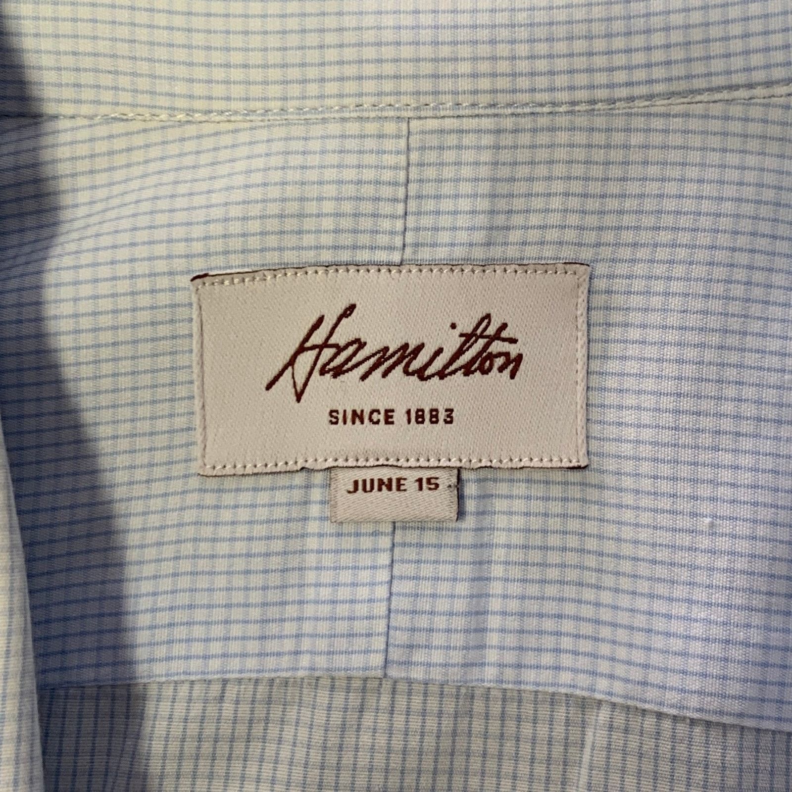 Hamilton Size S Blue Light Blue Plaid Cotton Spread Collar LS Shirt Size US S / EU 44-46 / 1 - 4 Thumbnail