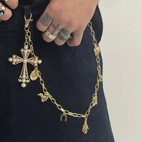 Jewelry Gold Chain Cross Pendant Wallet Chain, Men's Jewelry Size ONE SIZE - 1 Thumbnail