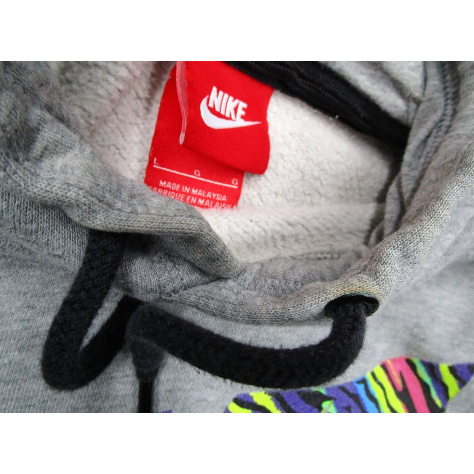 Nike Nike Hoodie Mens Large Gray Neon Spellout Sweatshirt Pullover Colorful 90s Theme Sports Pockets Hooded Drawstring Kangaroo Front Graphic 90s Mens Size US L / EU 52-54 / 3 - 6 Thumbnail