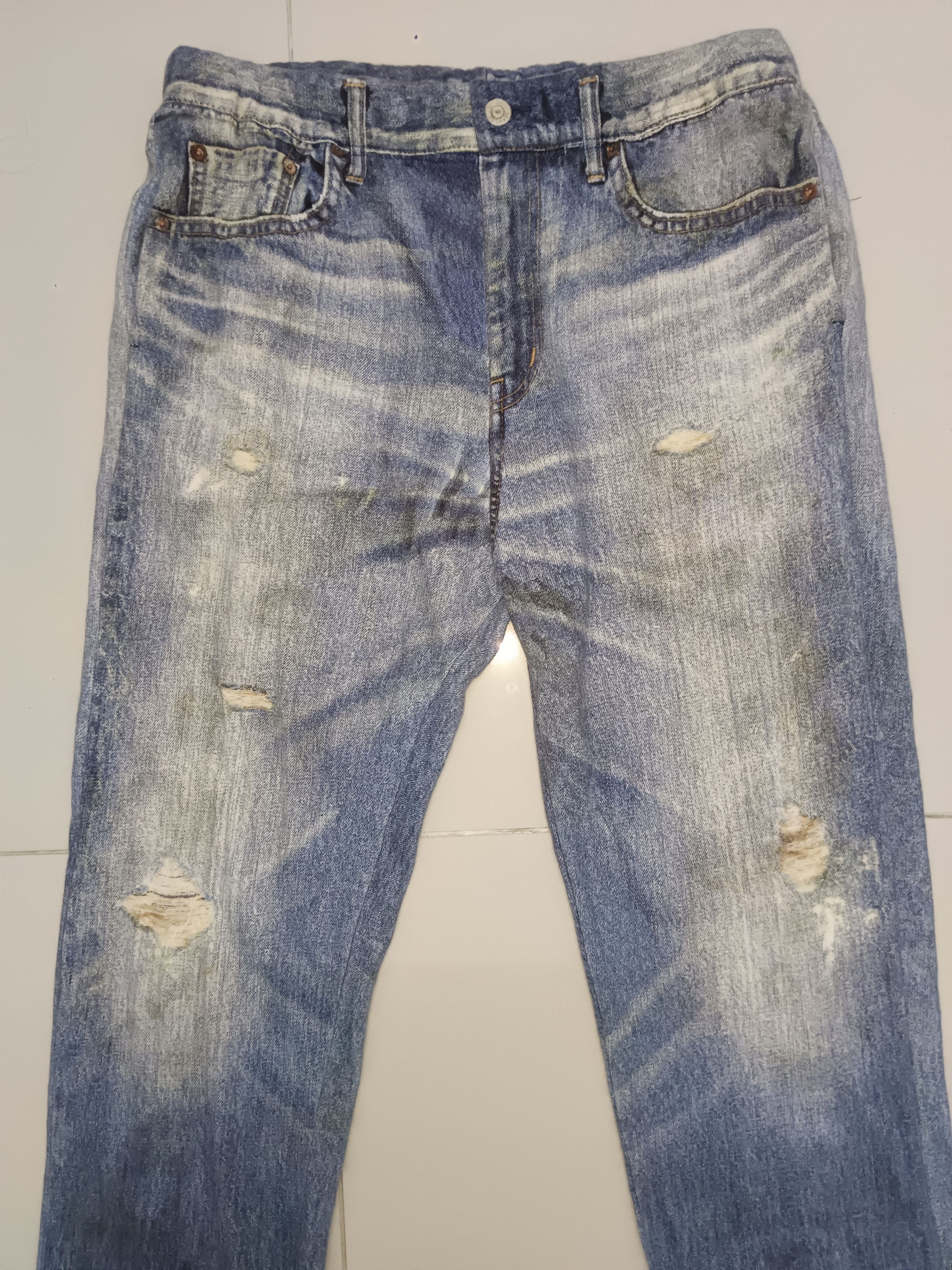 14th Addiction × Beams Plus × Le Grande Bleu (L.G.B.) Vintage Beams Japan Distressed Jeans Size US 31 - 2 Thumbnail