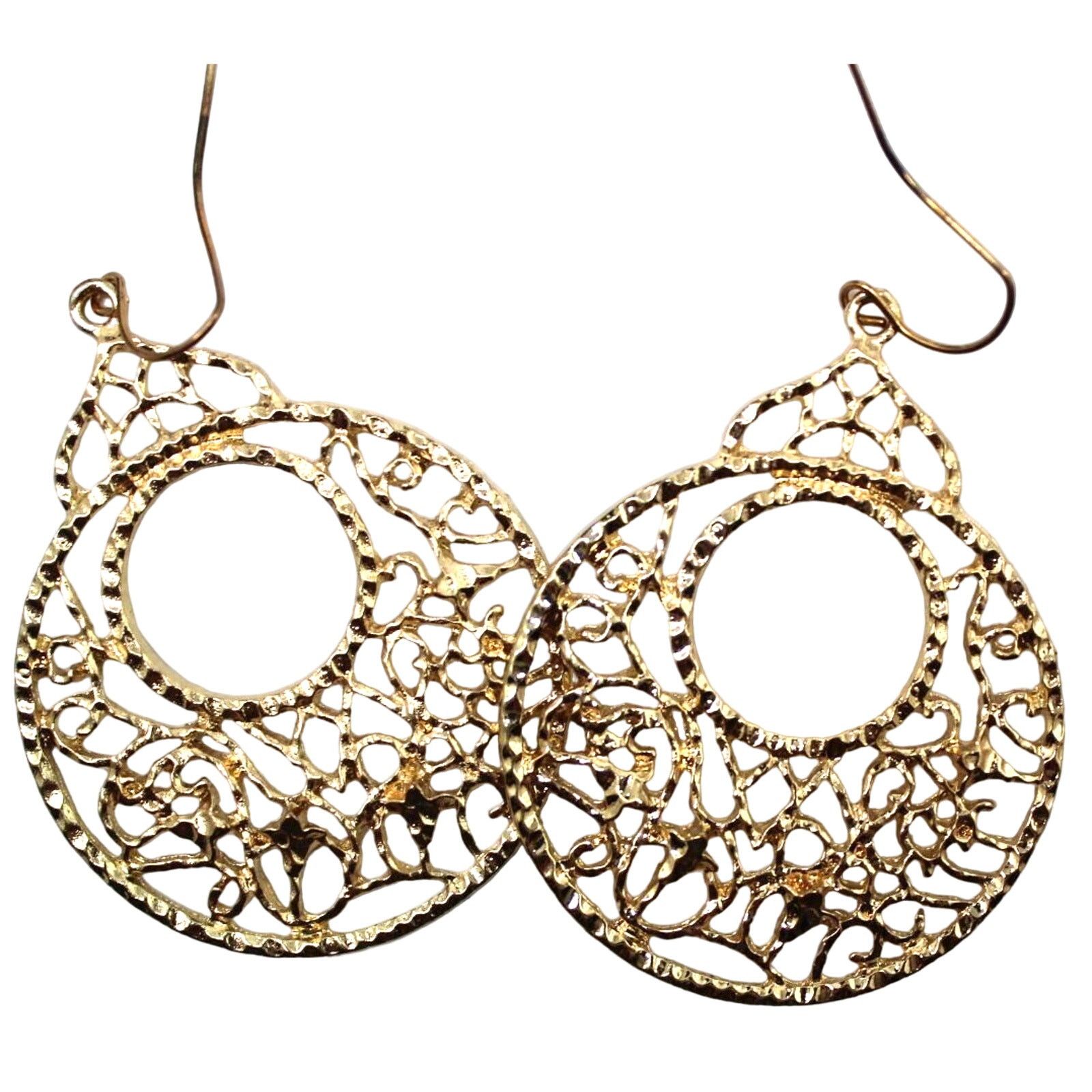 Other Filigree Circle Golden Earrings • Classic & Simple • 2.5" Size ONE SIZE - 1 Thumbnail