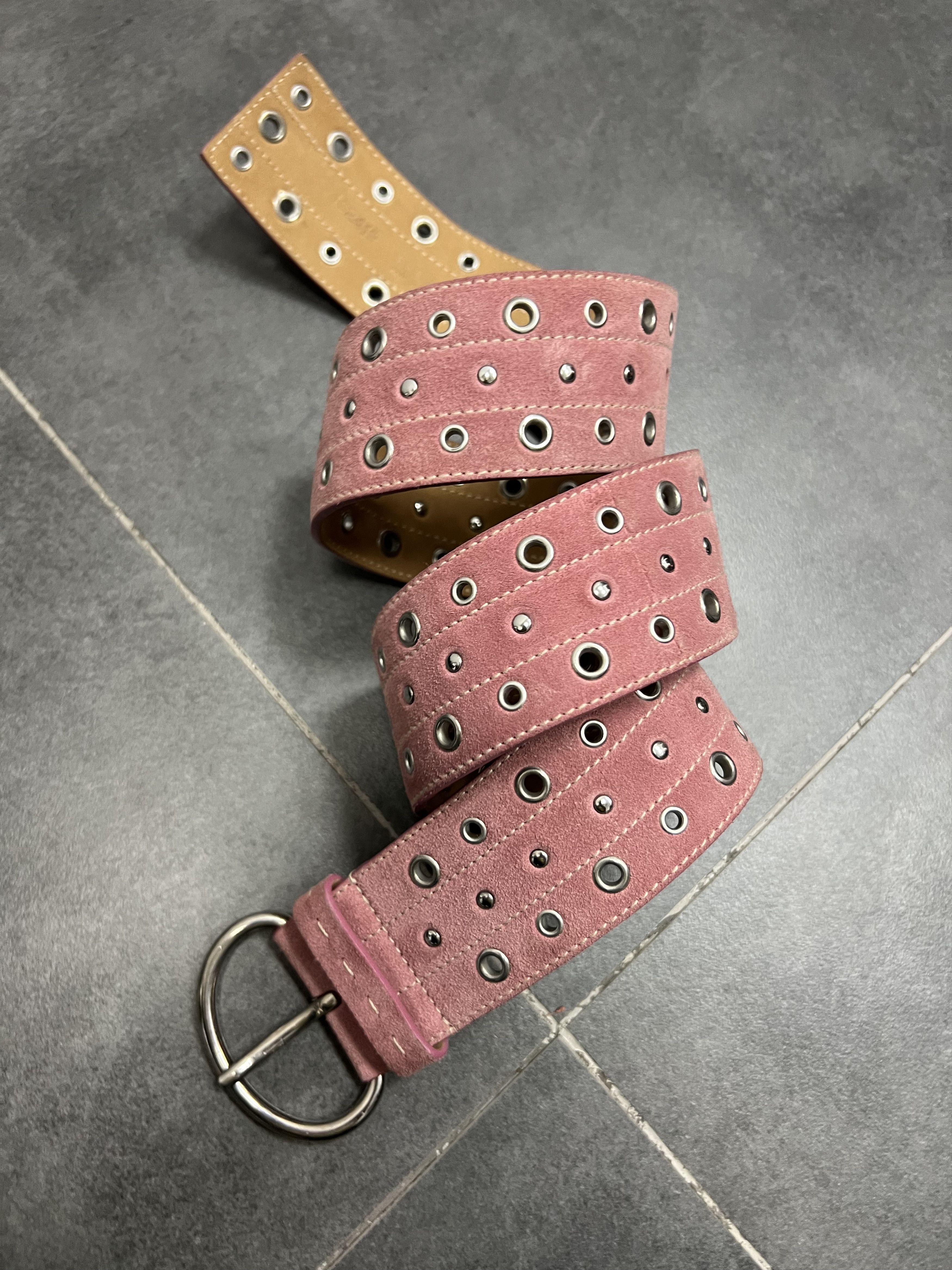 Prada Prada Y2K vintage suede leather Studded Western Belt Size ONE SIZE - 2 Thumbnail