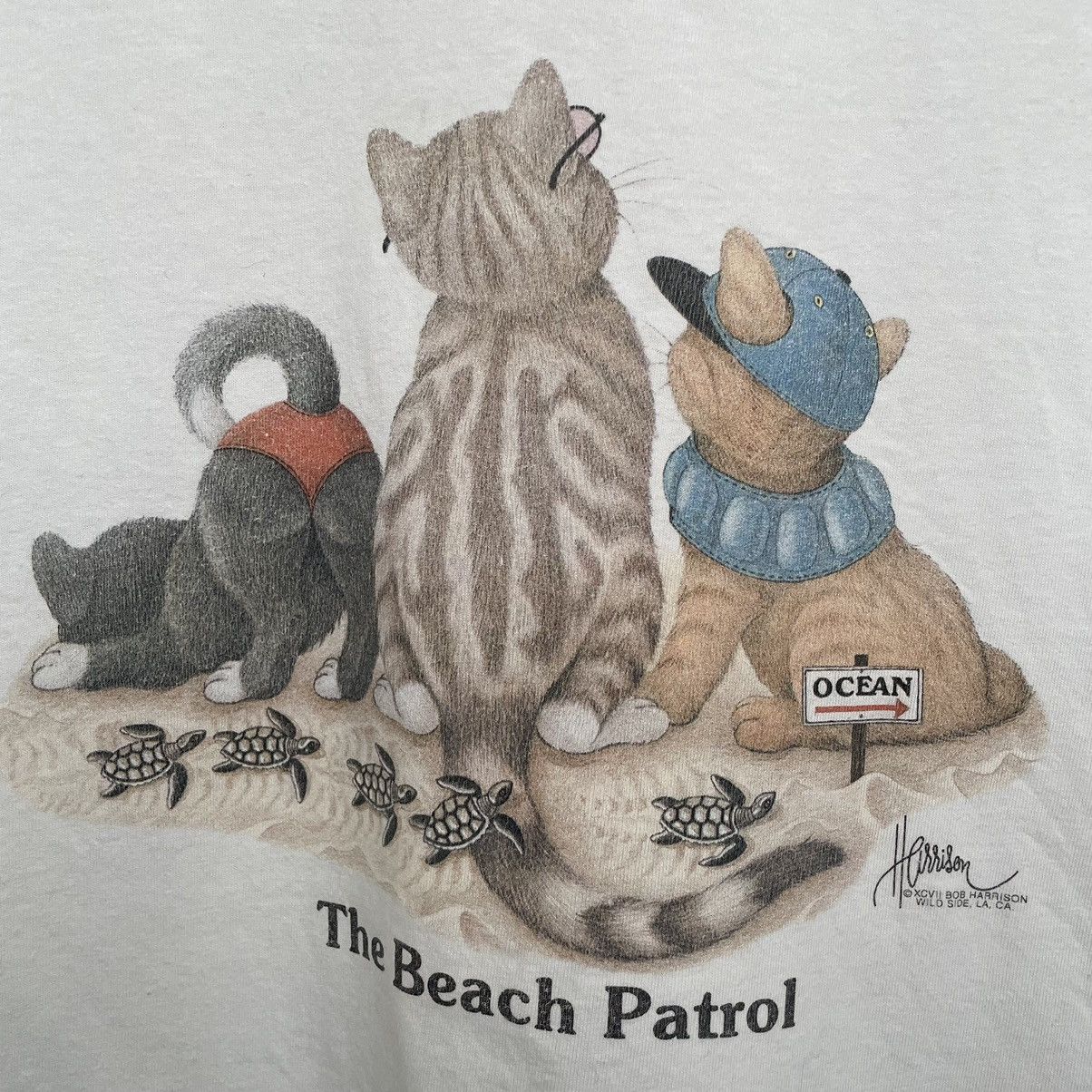 Vintage 1990s Bob Harrison Artwork The Beach Patrol Cropped Tee Size US M / EU 48-50 / 2 - 7 Thumbnail