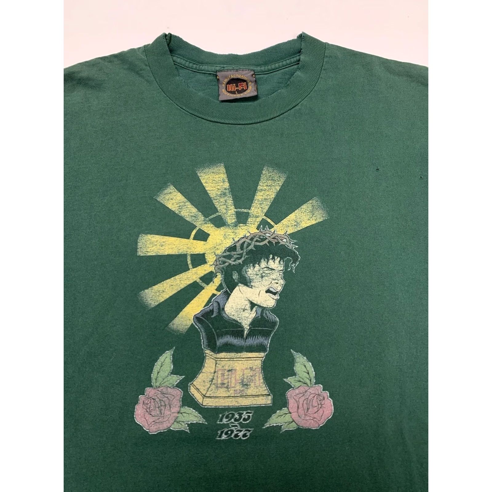 Vintage VINTAGE Hi-Fi Elvis Presley Memorial Shirt Adult Large Green USA World Domination Size ONE SIZE - 2 Thumbnail