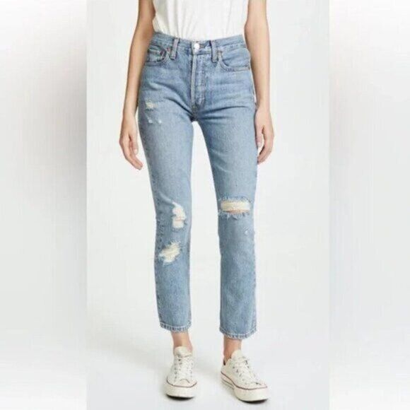 RE/DONE Re/Done (Levi’s) High Rise Straight Distressed Jeans - 27" Size 27" / US 4 / IT 40 - 1 Thumbnail