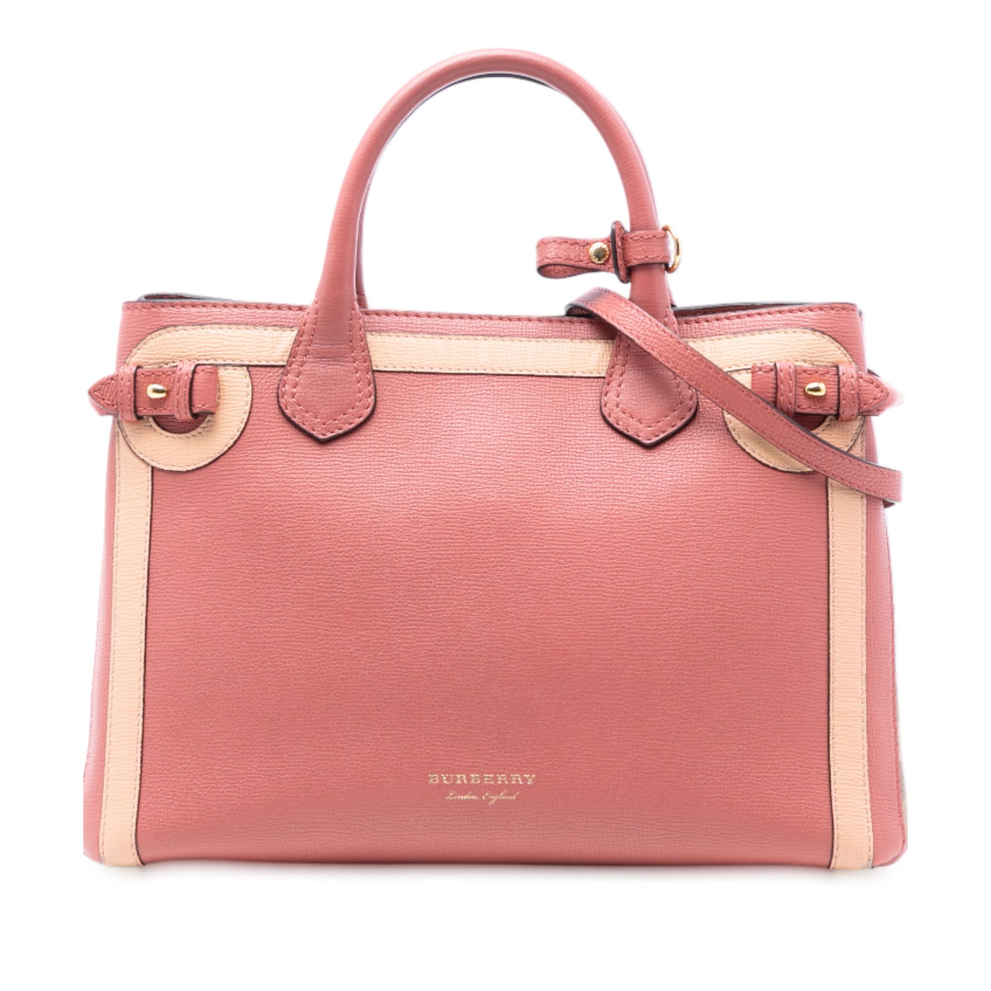 Burberry Burberry Medium Bicolor Leather and House Check Banner Satchel Size ONE SIZE - 1 Thumbnail