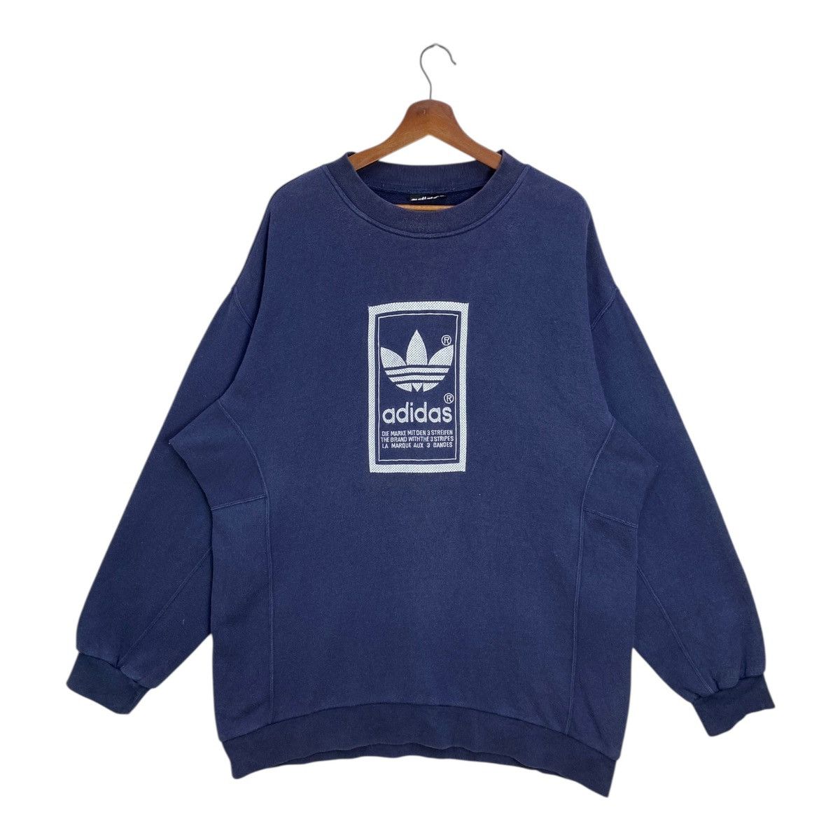 Adidas Vintage Adidas 90s Trefoil Oversized Sweatshirt Blue 2XL Size US XXL / EU 58 / 5 - 1 Thumbnail
