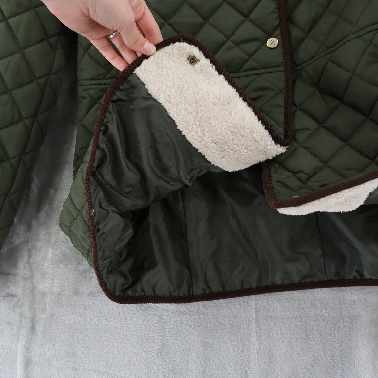 Lauren Ralph Lauren Lauren Ralph Lauren Faux-Sherpa-Collar Quilted Coat Womens L Size L / US 10 / IT 46 - 9 Thumbnail