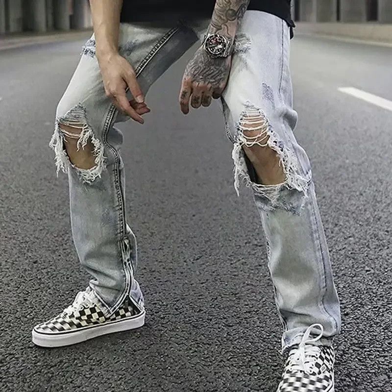 Japanese Brand × Vintage Trendy High-street Holes Jeans For Men Size US 30 / EU 46 - 3 Thumbnail