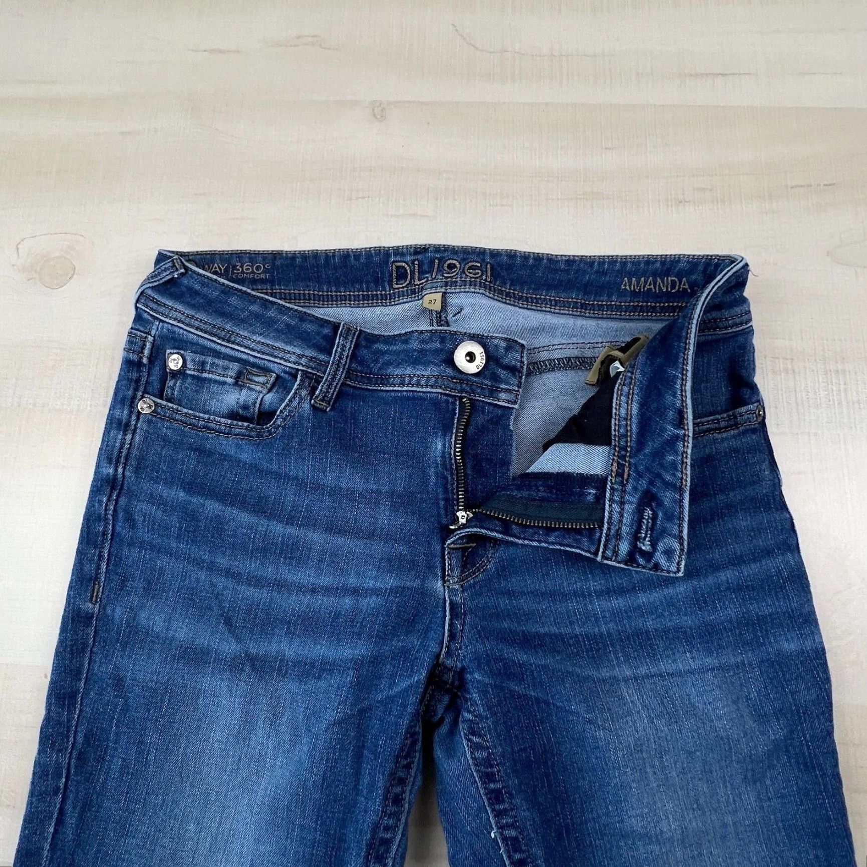 DL1961 DL 1961 Womens 27 Low Rise Skinny Blue Stretch Denim Jeans Cotton Blend Size 27" / US 4 / IT 40 - 2 Thumbnail