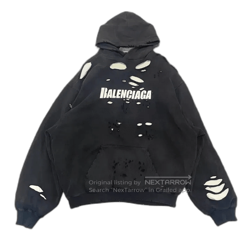 Balenciaga Balenciaga Distressed Logo Hoodie. Size US M / EU 48-50 / 2 - 1 Thumbnail