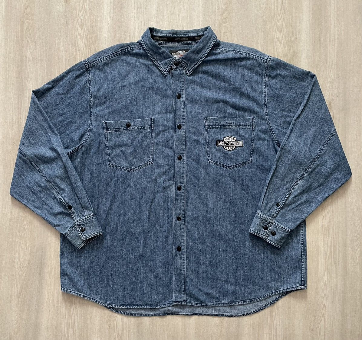 Harley Davidson VTG 2005 Harley-Davidson Denim Shirt V Twin Power Sz 3XL Size US XXL / EU 58 / 5 - 3 Thumbnail