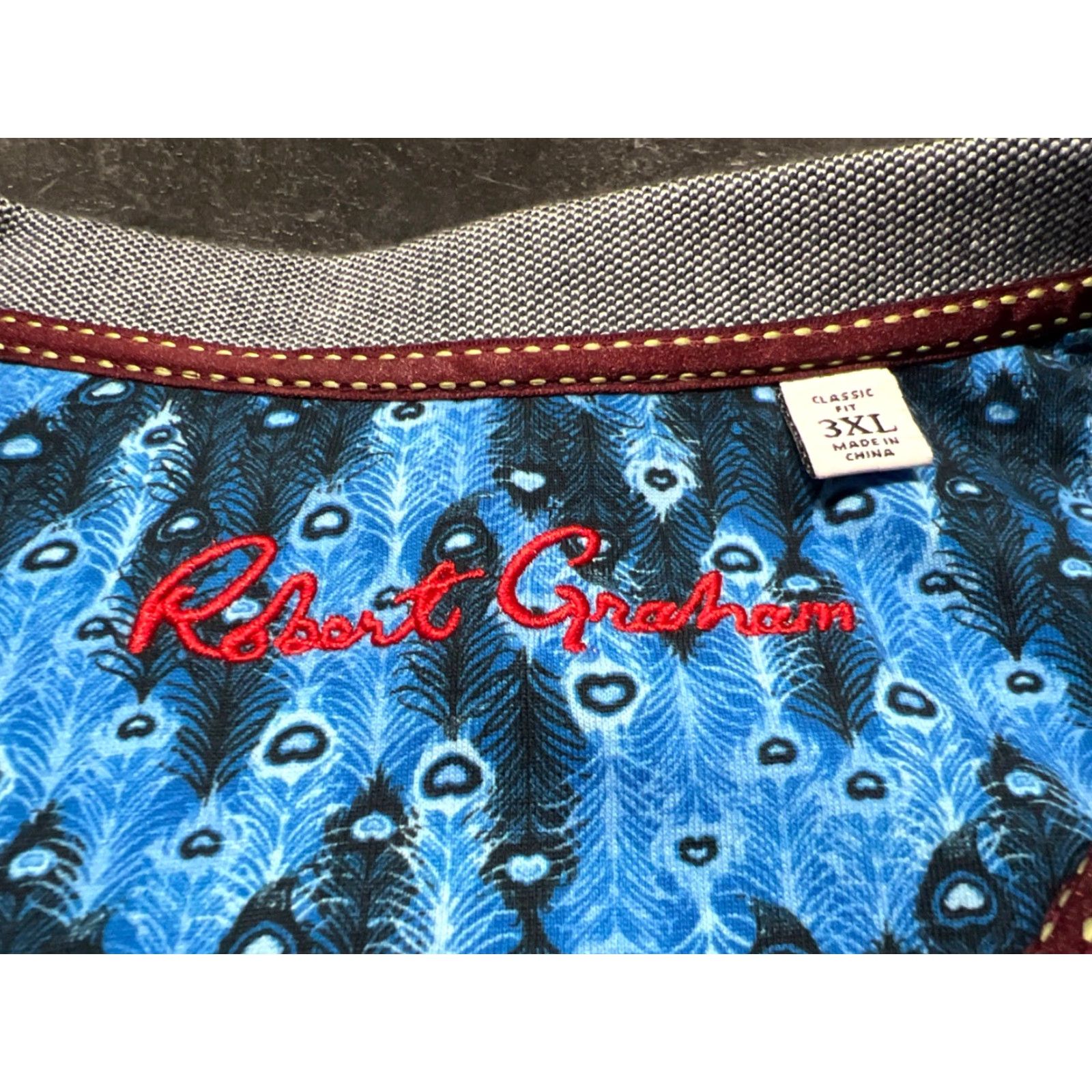 Robert Graham Robert Graham Polo Shirt Mens 3XL Blue Geometric Classic Fit Golf Preppy Size US XXL / EU 58 / 5 - 6 Thumbnail