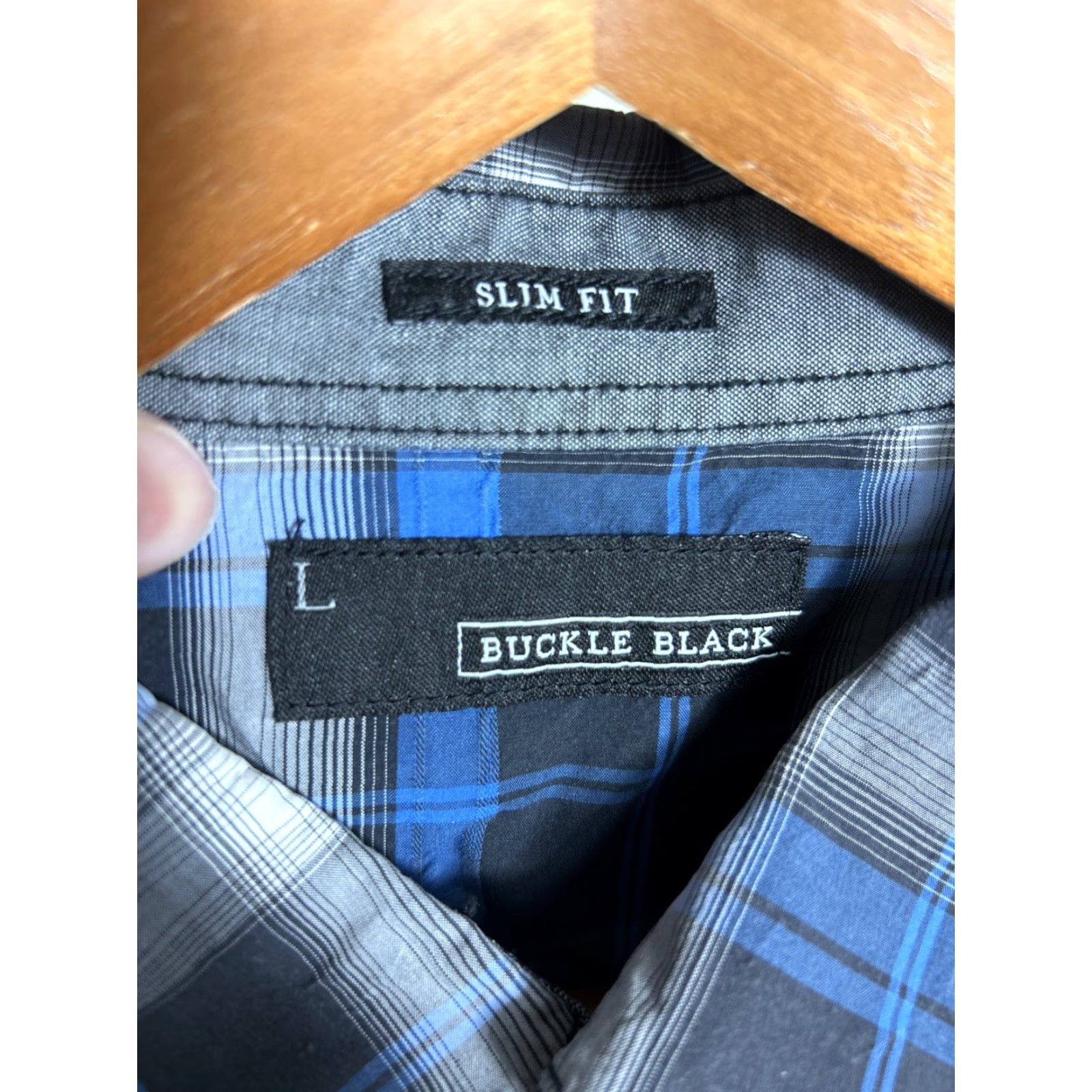 Buckle Black Buckle Black Label Shirt Mens Large Blue Gray Plaid Slim Fit Snap Up Button Collared Western Casual Business Size US L / EU 52-54 / 3 - 7 Thumbnail
