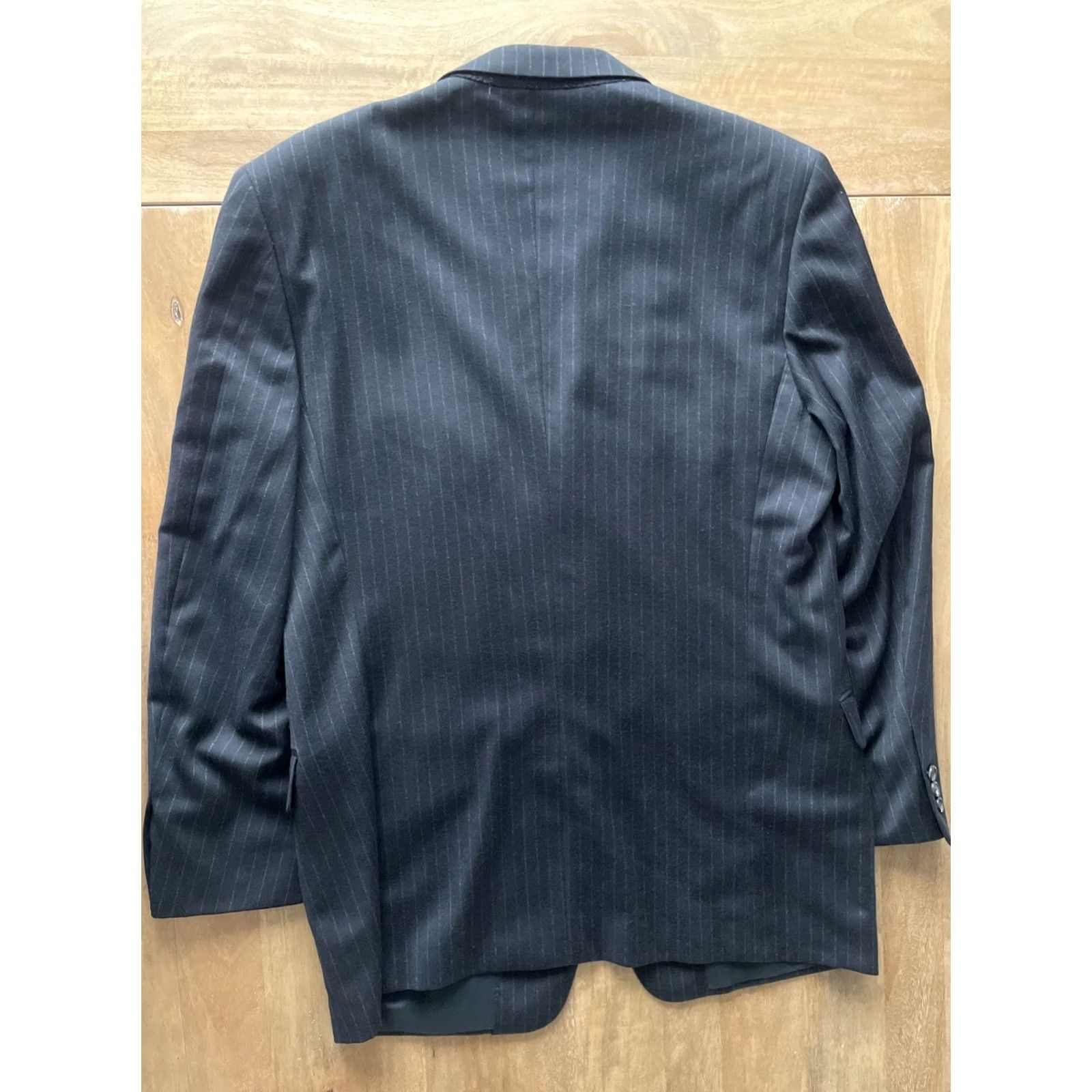 Canali VINTAGE Canali Sport Coat Blazer Mens 42R Wool/Cashmere Flannel Notch Lapel Three-Button Striped Black 90s City Classic Designer Italy Size 42R - 2 Thumbnail
