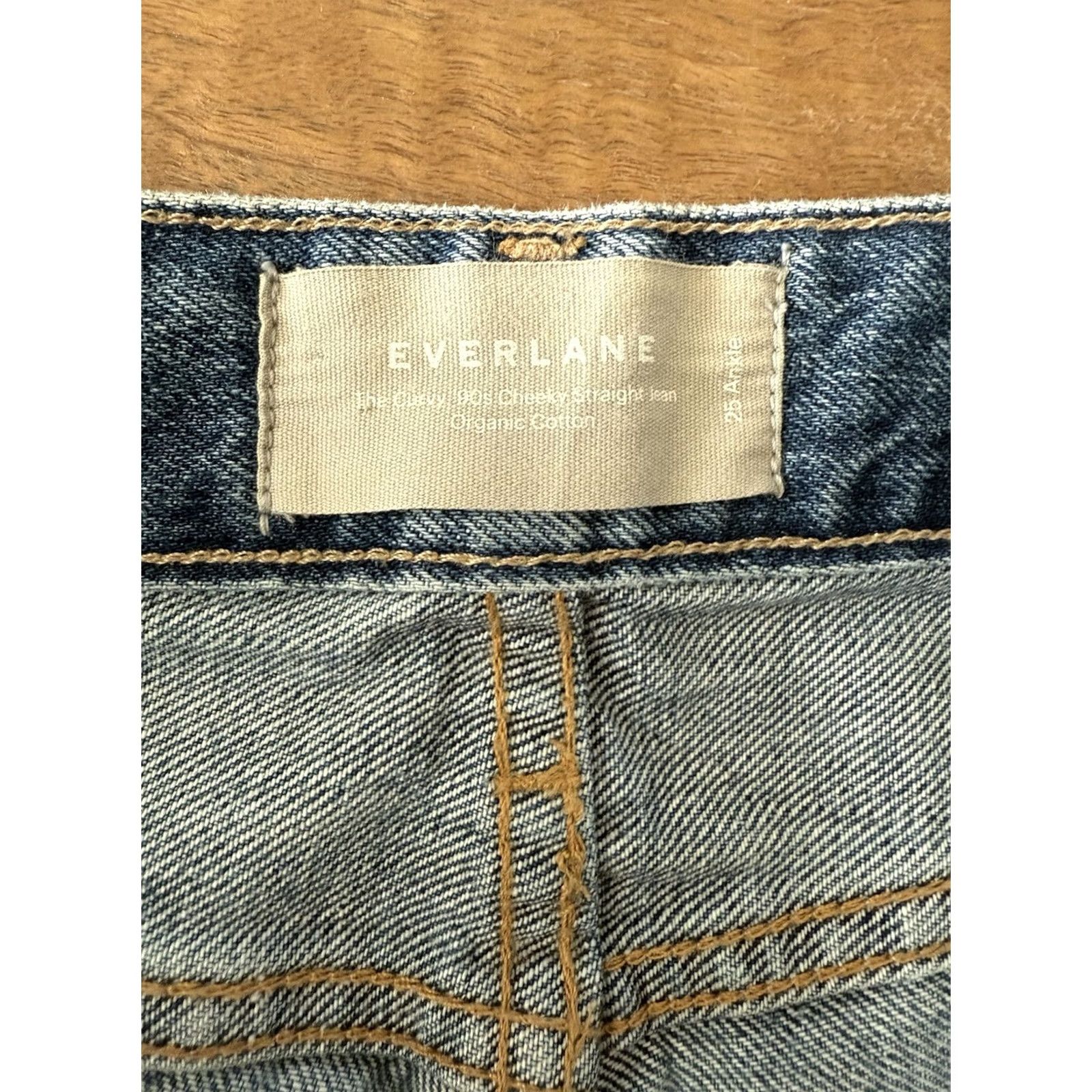 Everlane Everlane Jeans Straight 90s High Waist 25 Womens Blue Denim Button Fly 5-Pocket Regular Fit 100% Cotton USA Logo Vintage: No Size 42" / US 20 - 3 Thumbnail