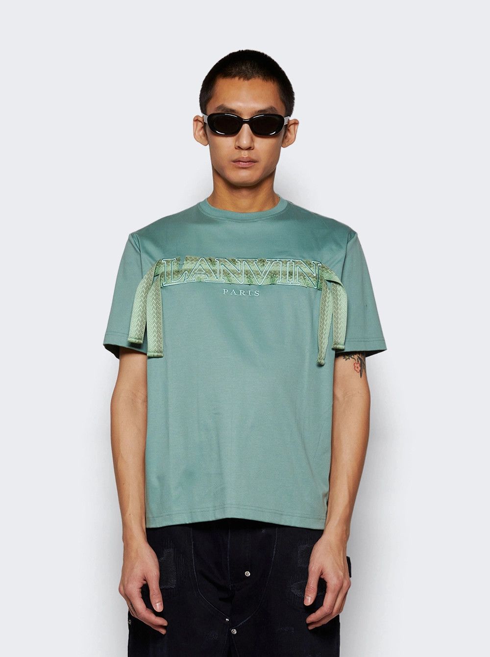 Lanvin o1mle0426 Curb Lace Short Sleeve T-Shirt in Green Size US XXL / EU 58 / 5 - 3 Thumbnail