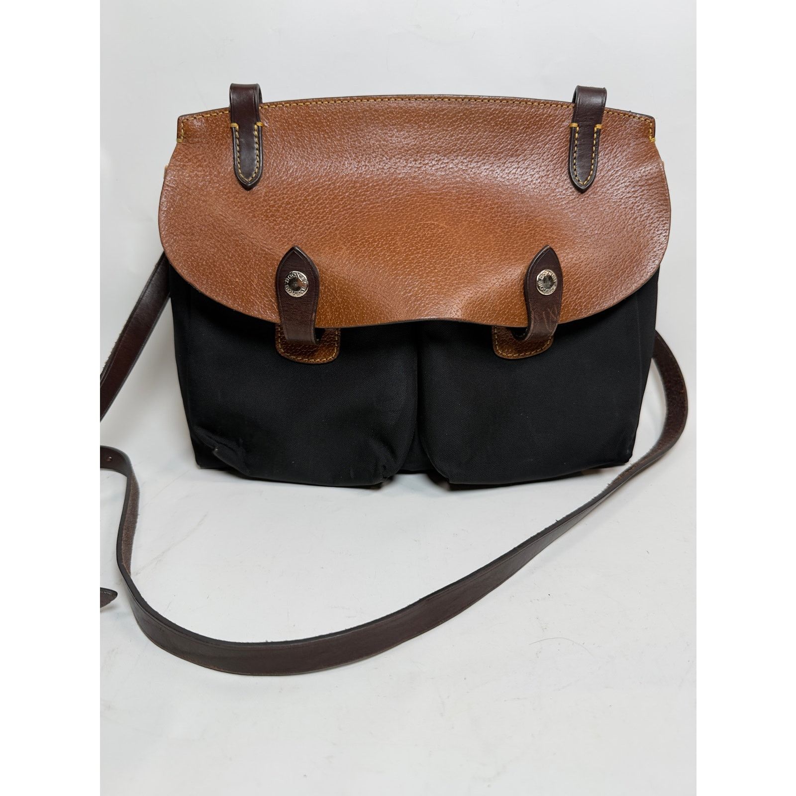 Vintage Dooney Bourke Nylon Leather Saddlebag Messenger Bag