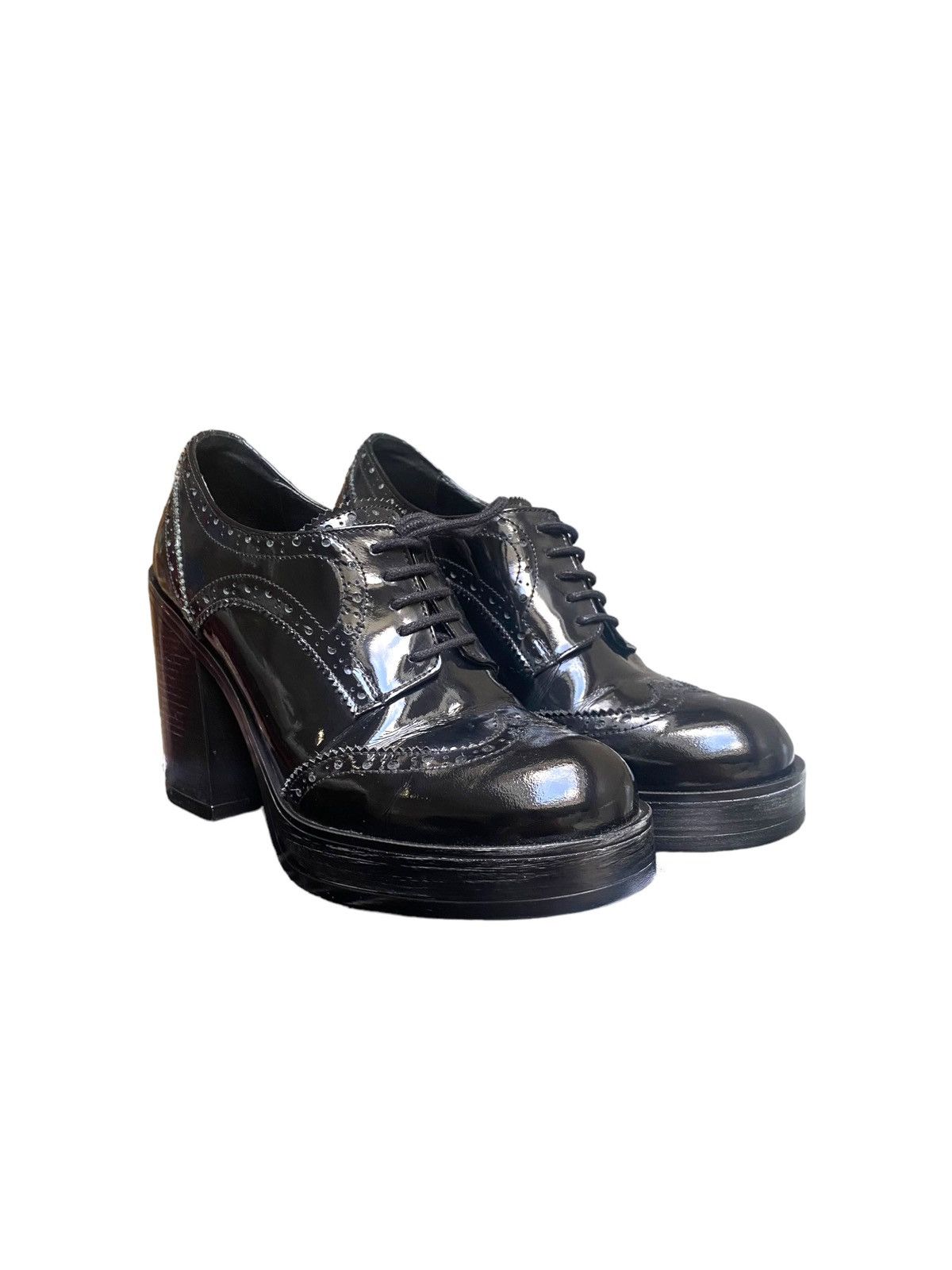 image of Avant Garde x Leather Vintage Gamello Platform Heel Shoes Size 39 in Black, Women's