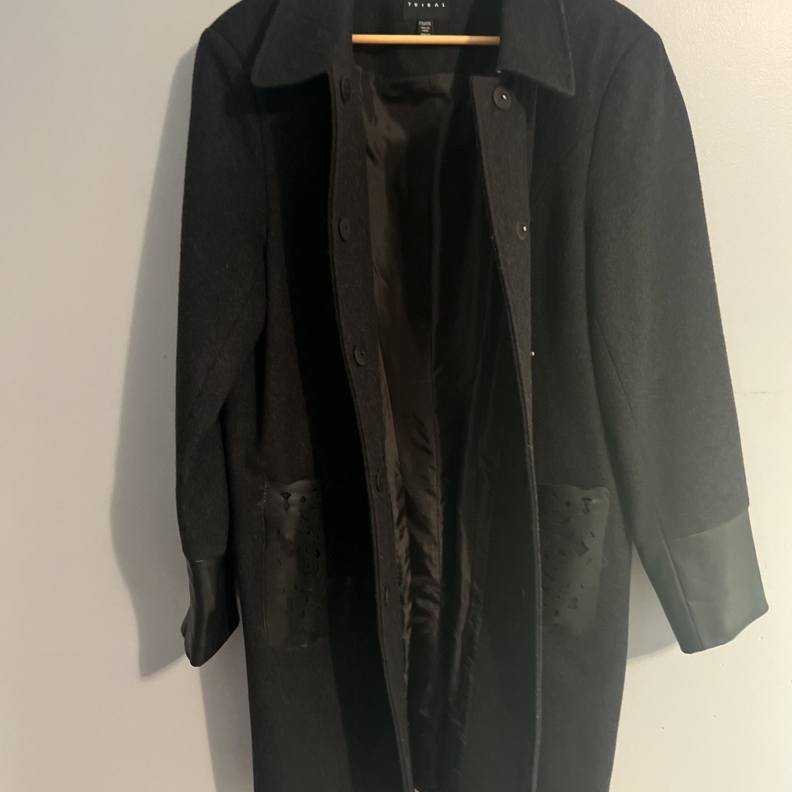 Tribal Streetwear TRIBAL XXL WOOL BLEND LONG COAT. LASER CUT POCKET DETAIL. LE Size XXL / US 16-18 / IT 52-54 - 8 Thumbnail