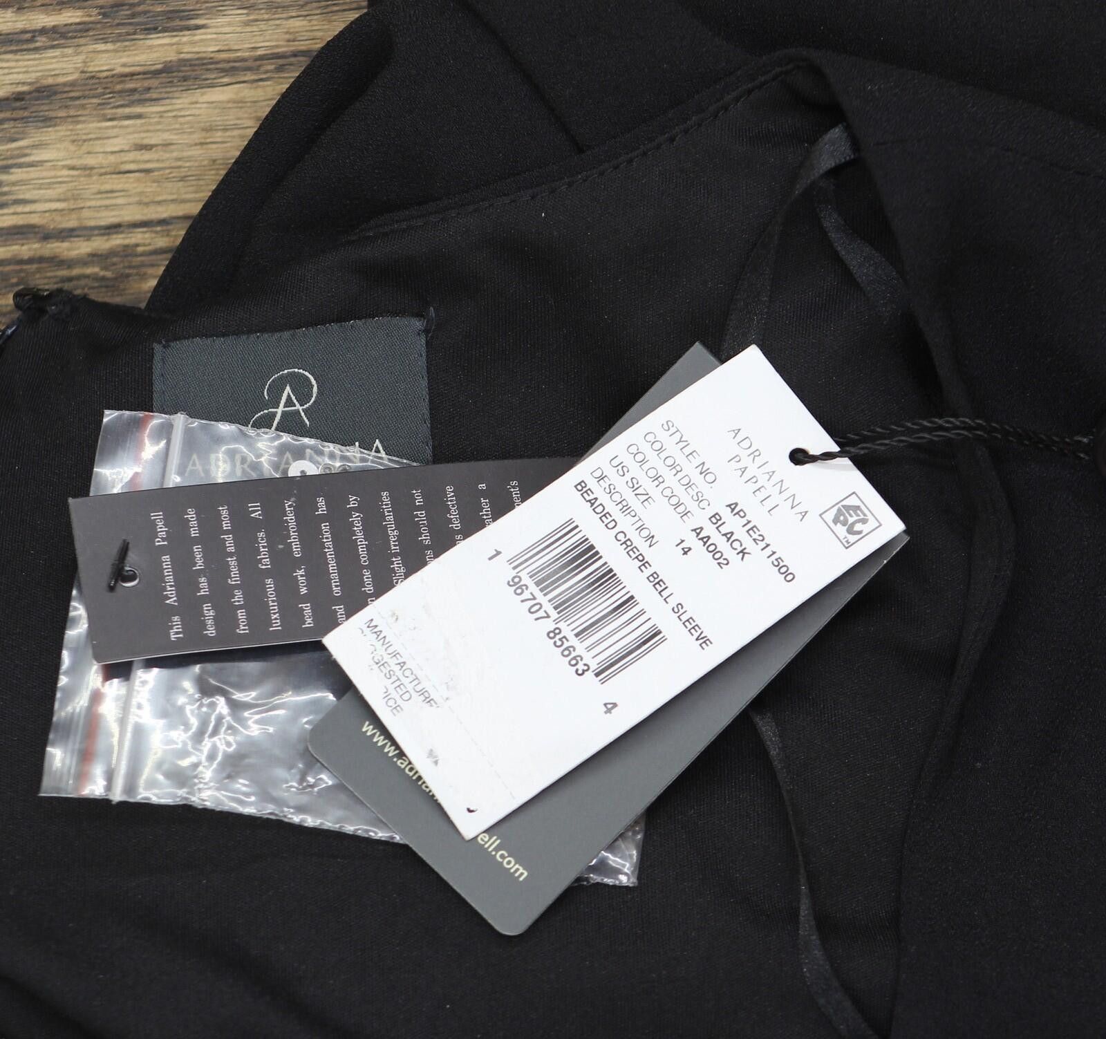 Other Nwt Adrianna Papell Neck A-line Dress Ap1e211500 Black 14 Size XL / US 12-14 / IT 48-50 - 5 Thumbnail