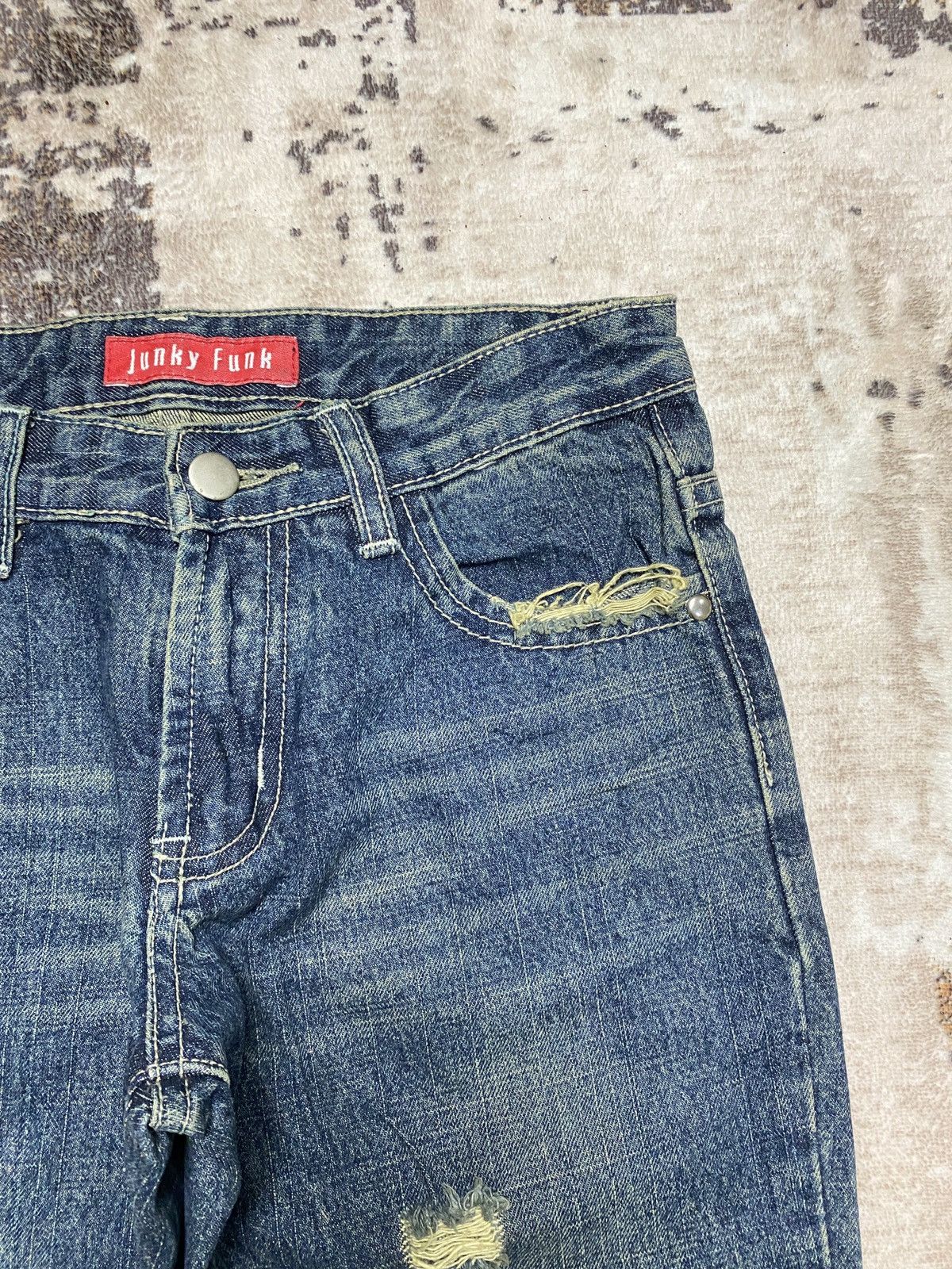 If Six Was Nine Distress Low BootCut Jeans Size 26" / US 2 / IT 38 - 6 Thumbnail