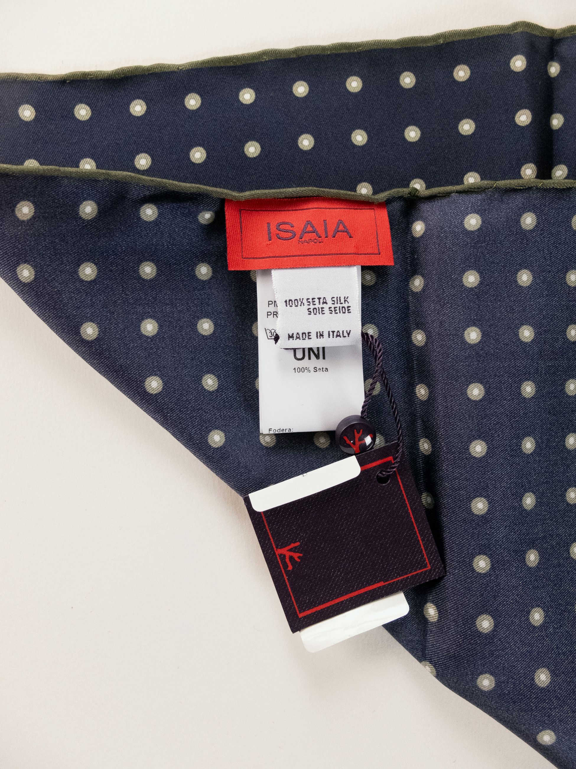 Isaia ISAIA Napoli navy blue polka dots silk pocket square Size ONE SIZE - 3 Thumbnail