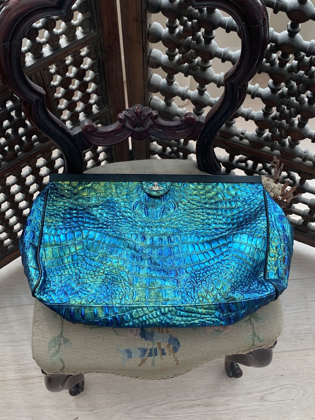Vivienne Westwood AW08 Iridescent Faux Crocodile Large Clutch Size ONE SIZE - 1 Thumbnail