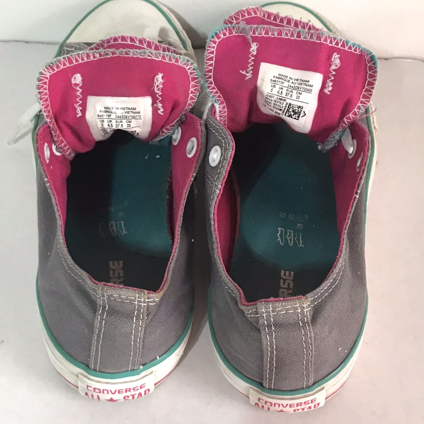 Converse Converse All Star Double Tongue Gray Pink Turquoise Low Top Women Size 5 Sneaker Size S / US 4 / IT 40 - 3 Thumbnail