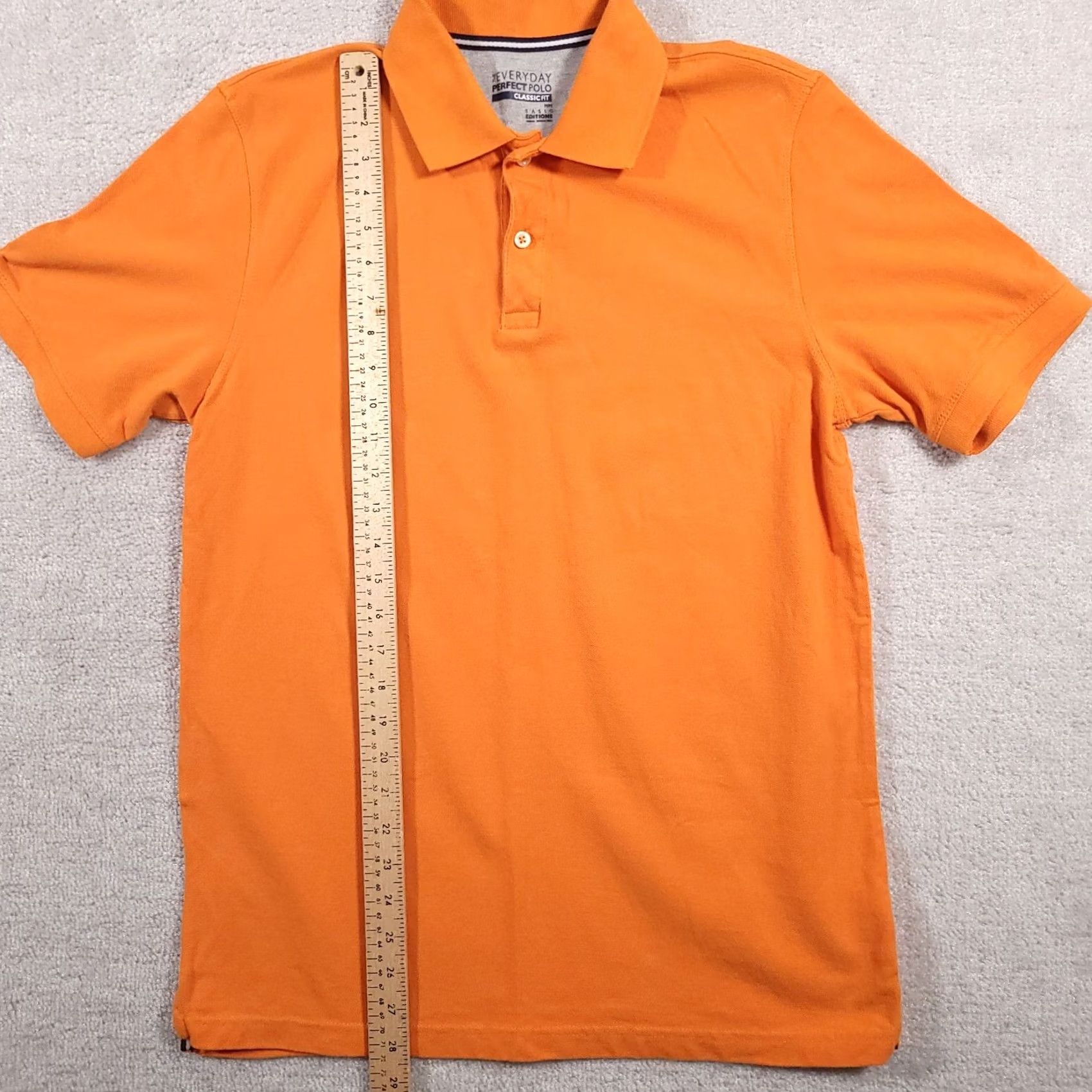 Basic Editions Basic Editions Polo Shirt Mens M Orange Classic Fit Golf Regular Short Sleeve Solid 100% Cotton Vintage No Size US M / EU 48-50 / 2 - 4 Thumbnail