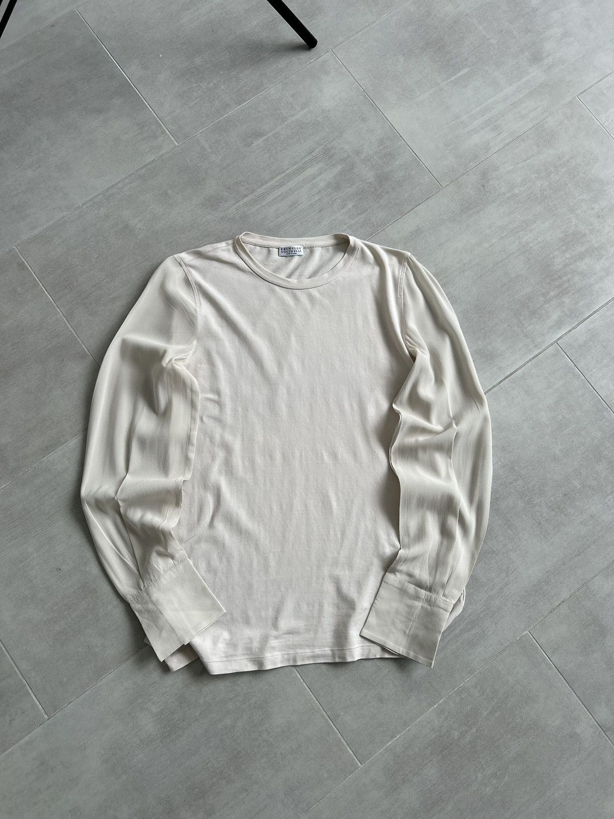 Brunello Cucinelli Brunello Cucinelli Cotton Jersey Top Silk Long Sleeves Size M / US 6-8 / IT 42-44 - 4 Thumbnail