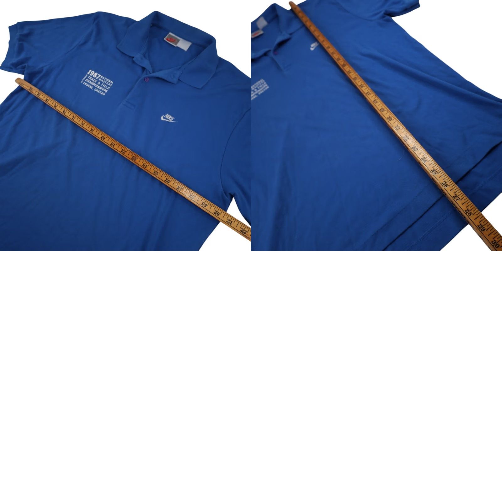 Nike VINTAGE Nike 1987 National Masters Track & Field Polo Shirt Mens Large Blue Size US L / EU 52-54 / 3 - 8 Thumbnail