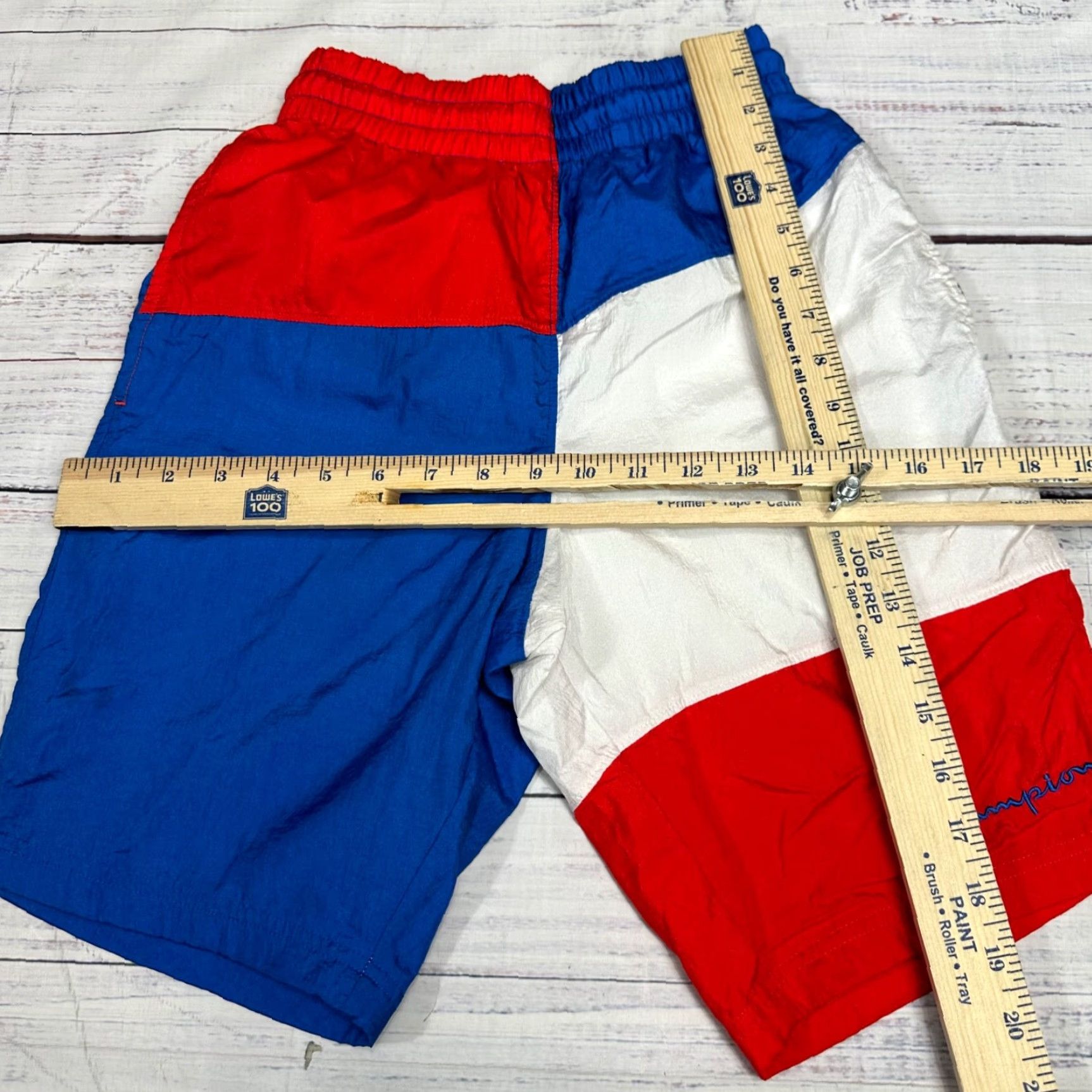 Champion Champion Mens XS Colorblock Nylon Athletic Shorts Red White Blue Logo Size US 27 - 2 Thumbnail