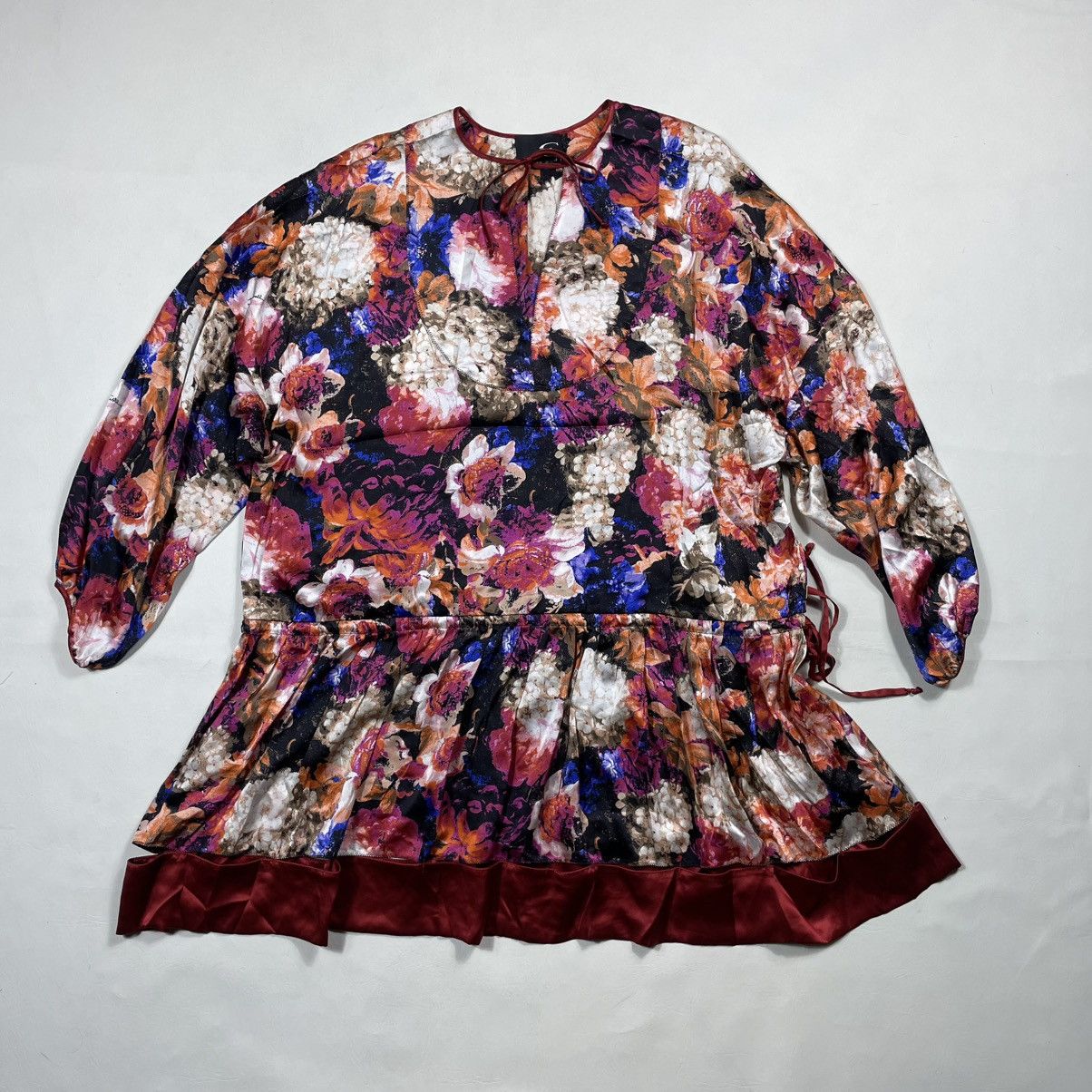 Roberto Cavalli Just Cavalli Multicolor Silk Satin Floral Print Size M / US 6-8 / IT 42-44 - 3 Thumbnail