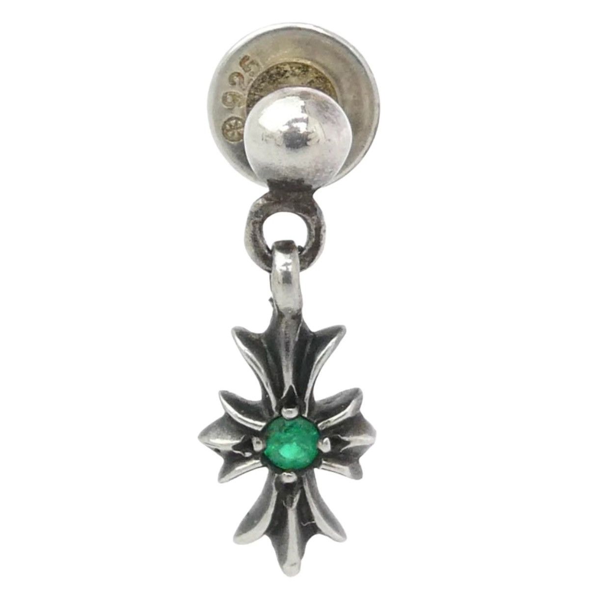 Chrome Hearts Chrome Hearts Emerald Tiny CH Cross Drop Earring Size ONE SIZE - 1 Thumbnail