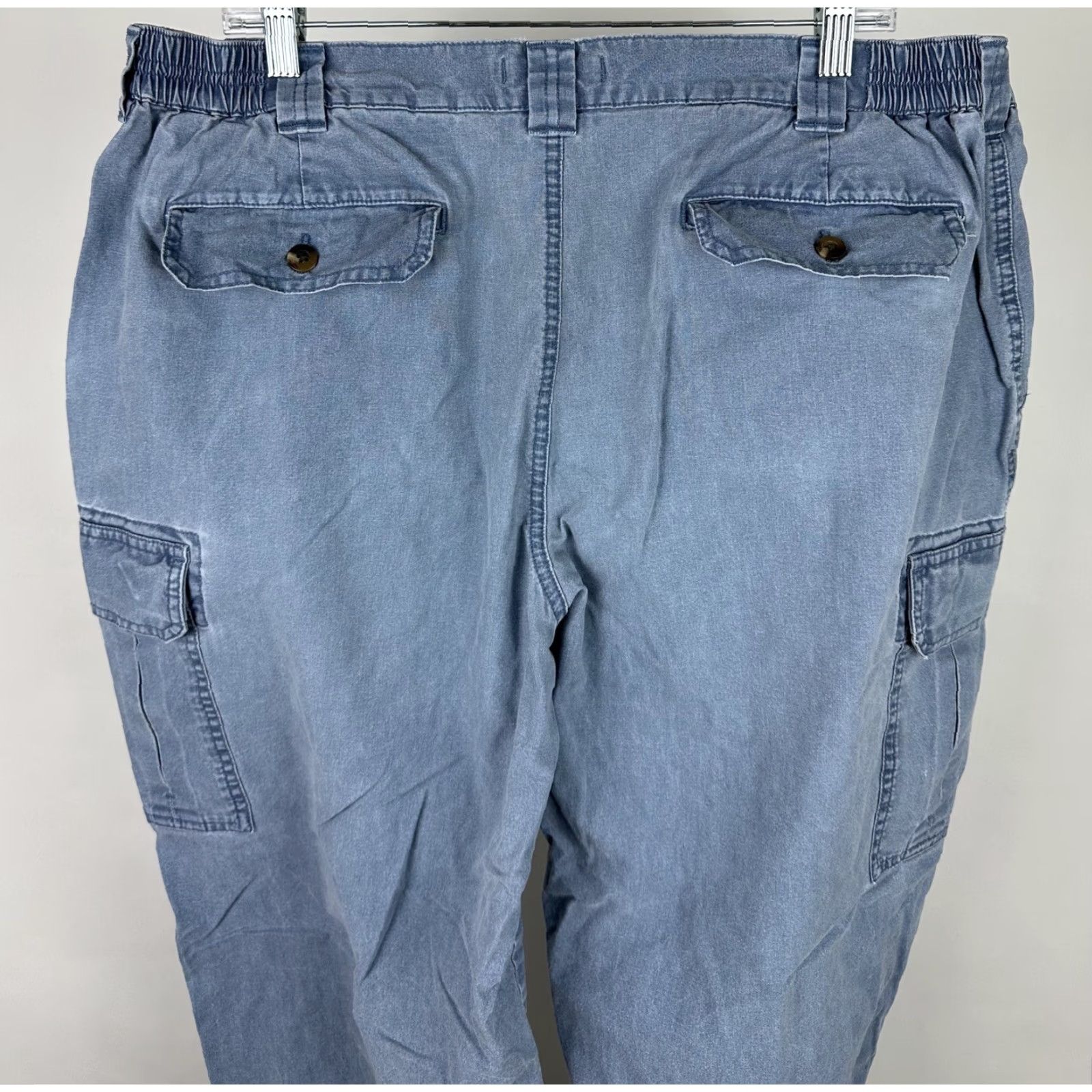 Vintage VINTAGE LL Bean Pants Cargo 39x28 Navy Blue Cotton Flat Front Elastic Waist Mens 80s 90s Grunge Preppy Retro Nautical Size US 39 - 7 Thumbnail