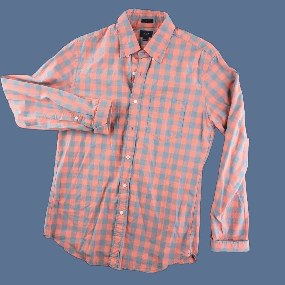 J.Crew J.CREW Shirt Mens Medium Slim Fit Pink Mango Orange Long Sleeve Button-Up Size US M / EU 48-50 / 2 - 1 Thumbnail