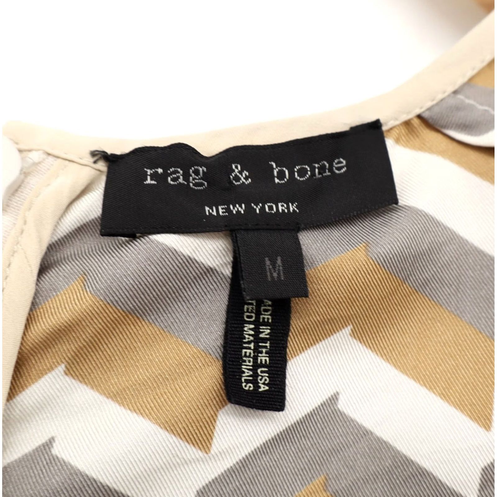 Rag & Bone rag & bone Women's Blouse Chevron Print 100% Silk Sleeveless Tan M Brown Size M / US 6-8 / IT 42-44 - 3 Thumbnail