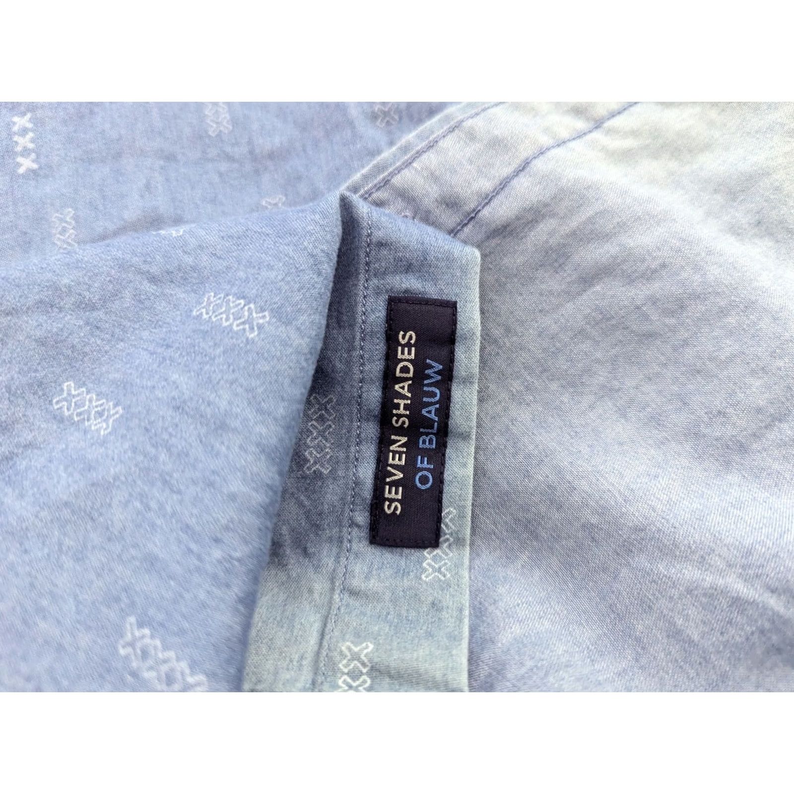 Scotch & Soda Scotch & Soda Button-Down Shirt Mens Denim Blue Long Sleeve Cotton Canvas Geometric Pattern Casual S Size US S / EU 44-46 / 1 - 6 Thumbnail
