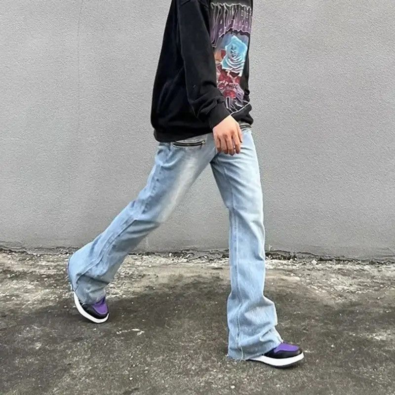 Denime × Japanese Brand Y2K Fashion Zipper Retro Washed Baggy Flare Jeans Pants Size US 36 / EU 52 - 5 Thumbnail