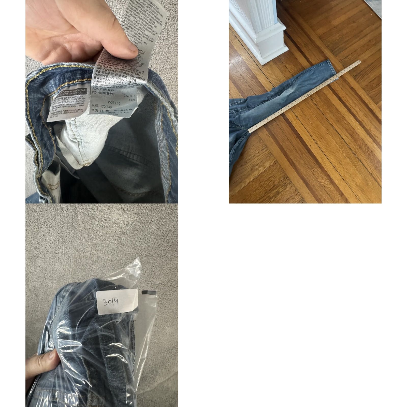 Levi's Levi's 502 Jeans Mens 33x30 Blue Tapered Leg Stretch Distressed Denim Medium Wash Size US 33 - 10 Thumbnail