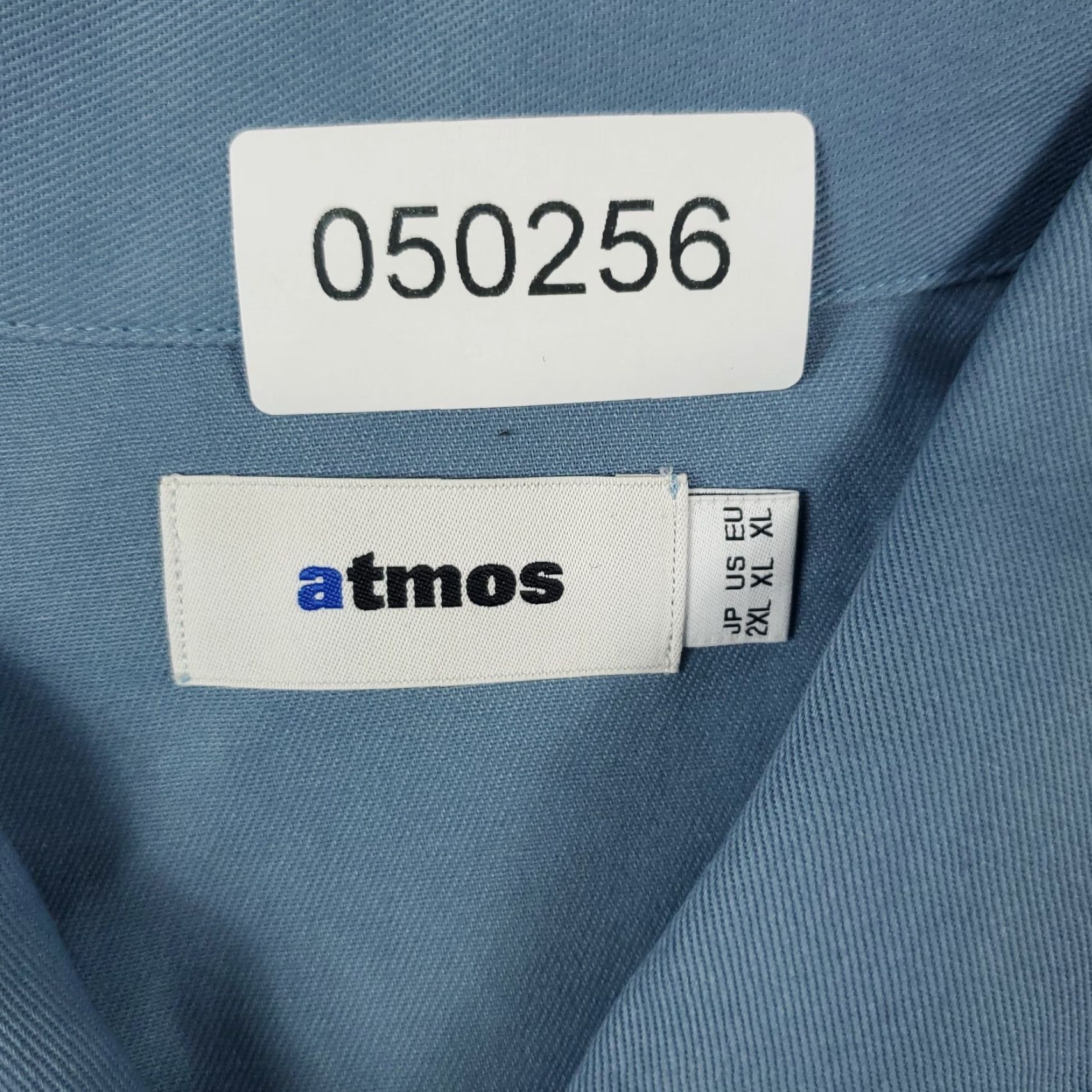 Vintage Atmos Shirt Men XL Blue Atmos Button-Up Shirt - Relaxed Fit, Short Sleeve, Collared, Classic/Preppy, Solid Cotton, Regular Size, Mens Size US XL / EU 56 / 4 - 8 Thumbnail