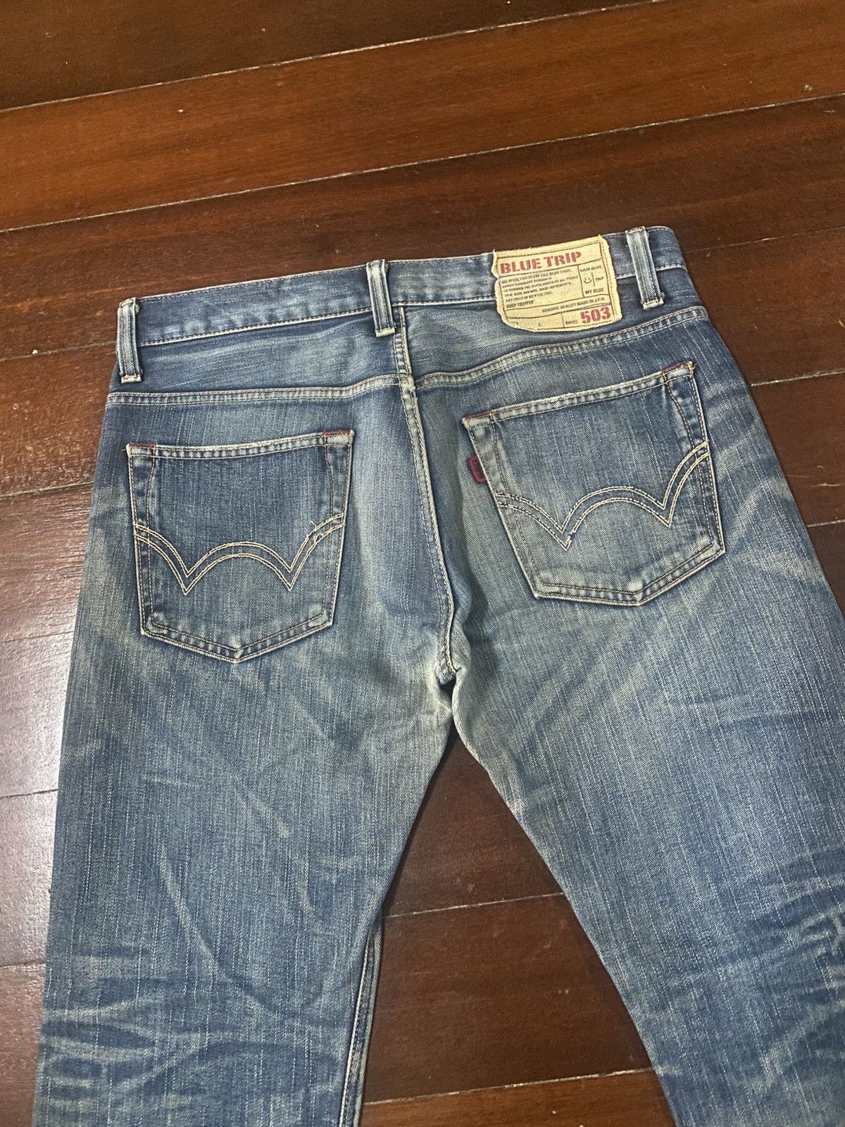 Edwin Fire Edwin 503 blue trip Flare Distressed Denim Size US 38 / EU 54 - 13 Thumbnail