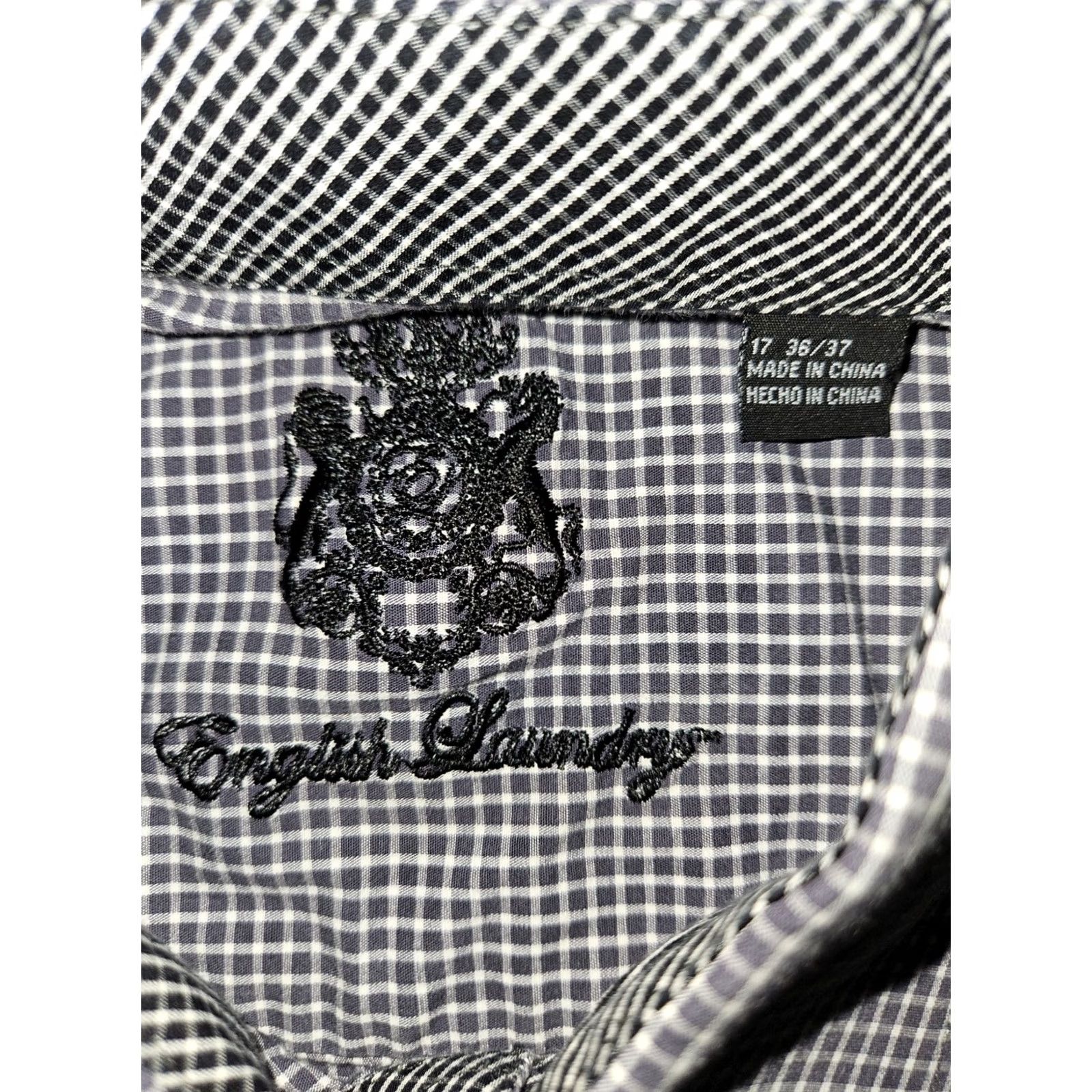 English Laundry English Laundry Shirt Mens 36 Gray Button Long Sleeve Men Check Embroidered Size US M / EU 48-50 / 2 - 2 Thumbnail