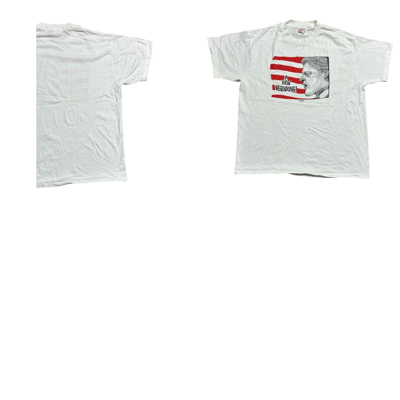 Hanes VTG Hanes White Short Sleeve Shirt Men XL USA Bill Clinton 1990s USA Theme Size US XL / EU 56 / 4 - 9 Thumbnail
