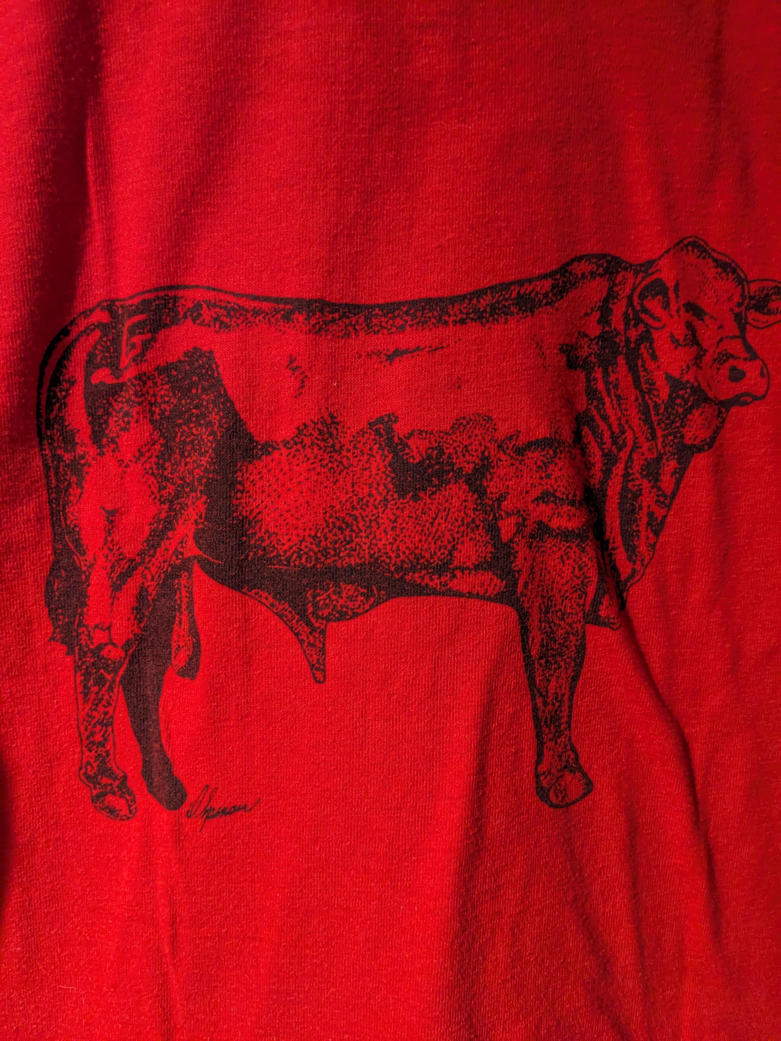 Jerzees × Vintage Vintage 80s Creek Ranch Cow Animal Farm Red Medium T-Shirt Size US M / EU 48-50 / 2 - 5 Thumbnail