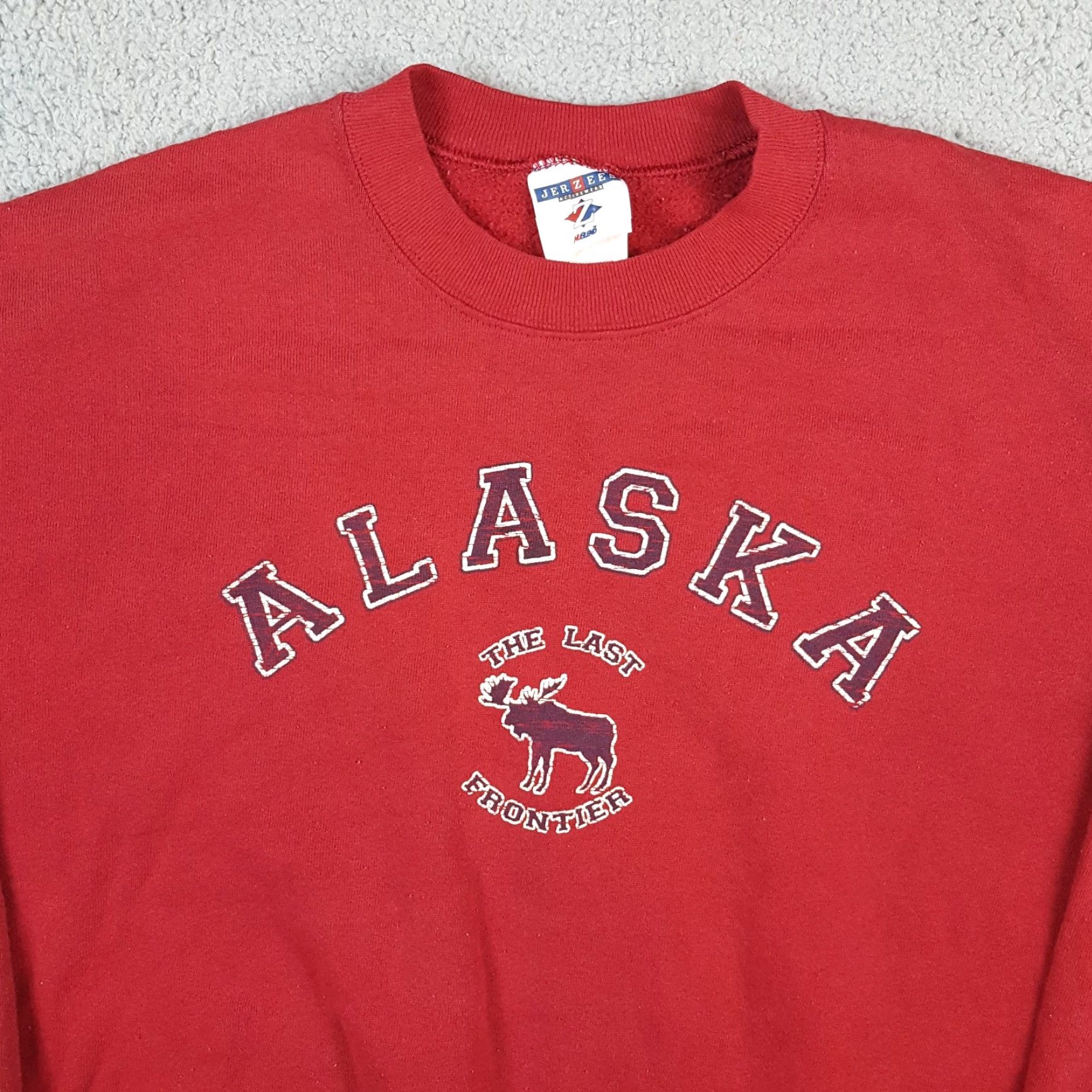 Jerzees VINTAGE Alaska State Fleece Pullover Sweatshirt Men's L Red Nike? Size US L / EU 52-54 / 3 - 2 Thumbnail