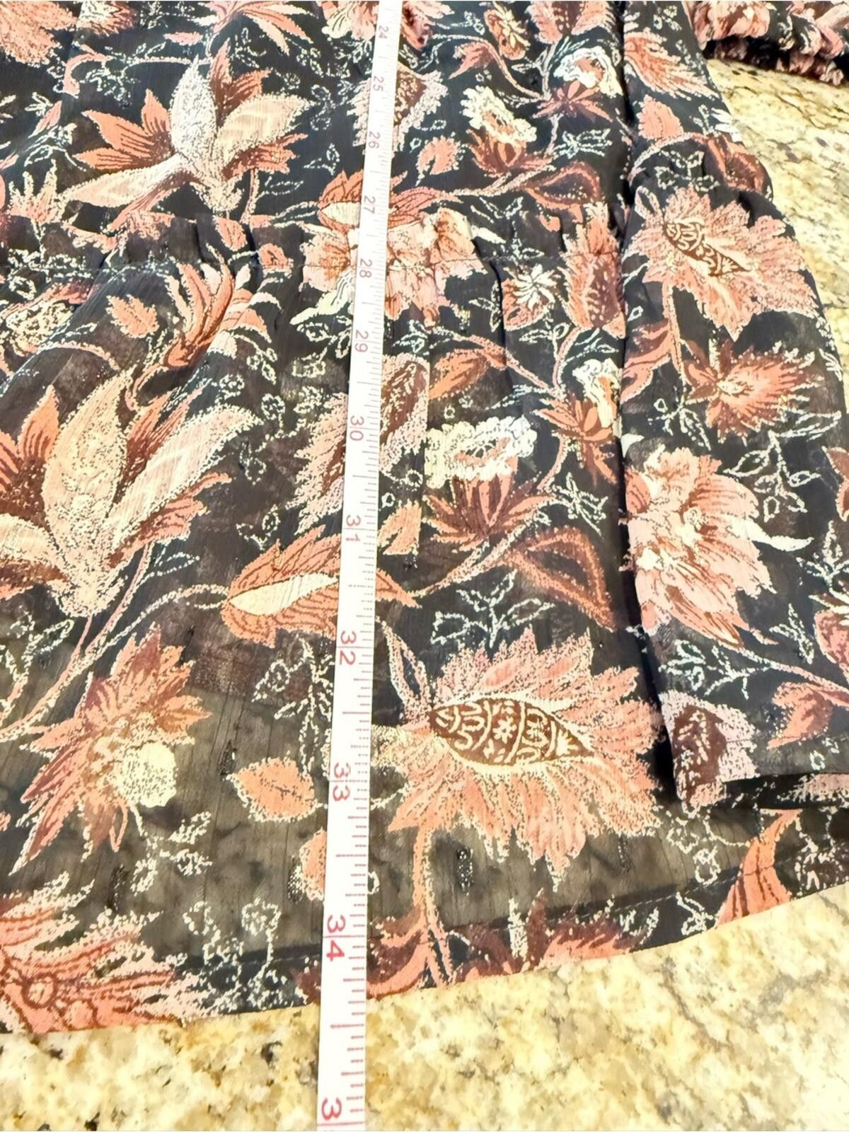 Other Madewell floral midi dress V neck ruffled hem black tan SZ 6 Size M / US 6-8 / IT 42-44 - 8 Thumbnail